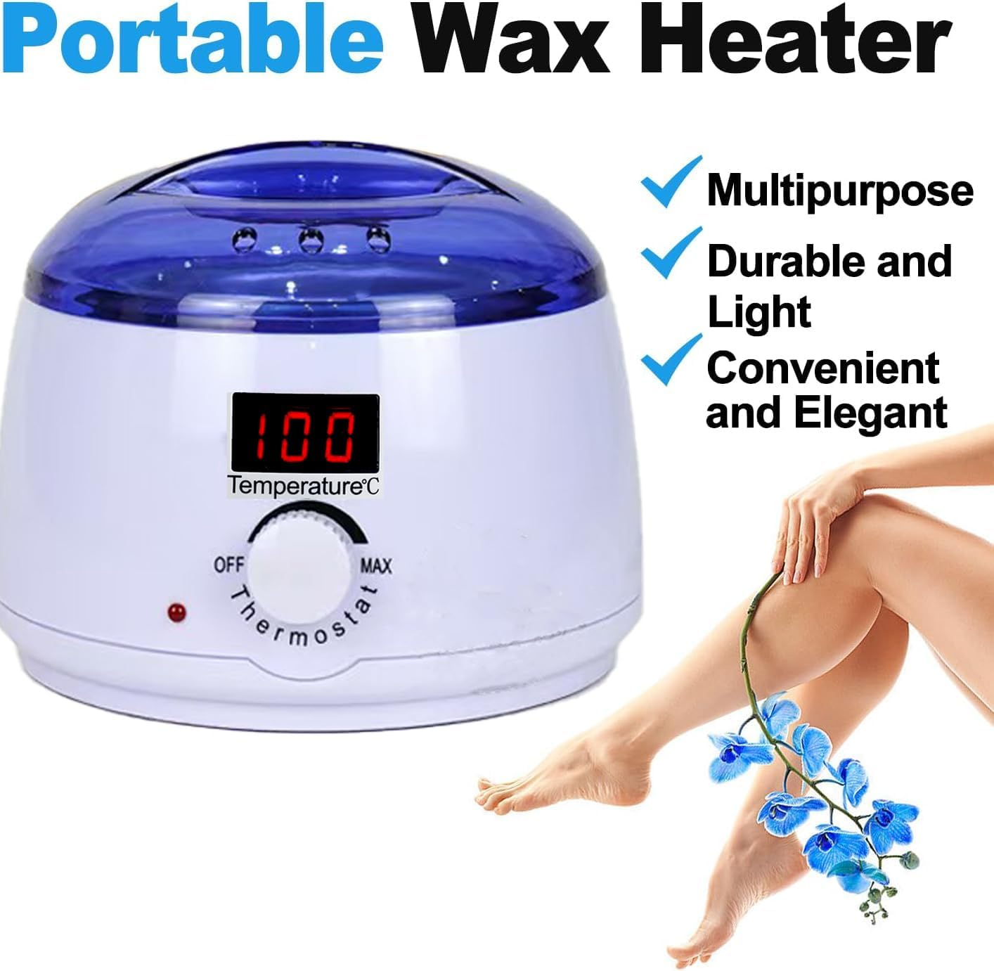 Hoxue 2025 Digital Waxing Kit for Women,Waxing Kit for Brazilian Wax,Wax Pot Heater with Wax Beans,Wax Warmer for Sensitive Skin Hair Removal,Easy to Use Wax Melt Warmer.Au Plug (White) - White image number 3