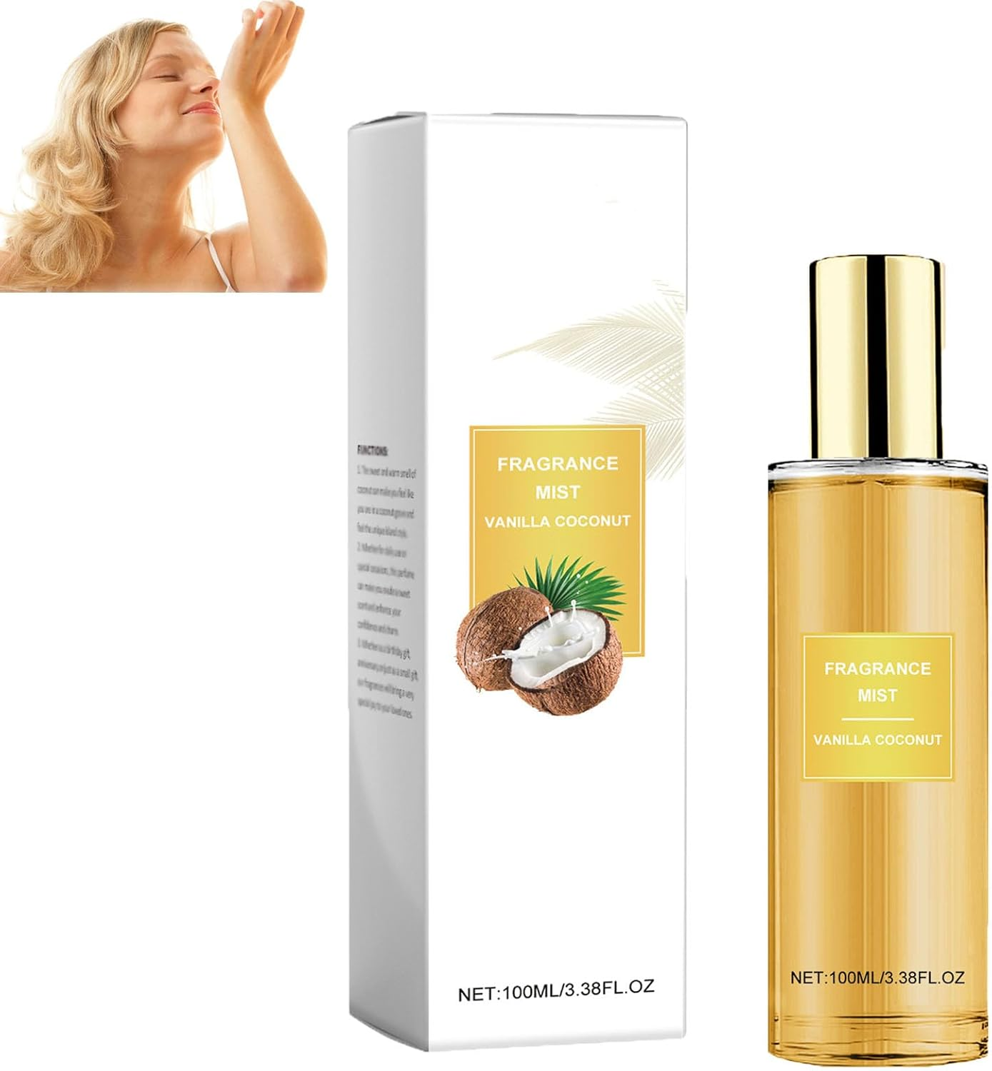 Vanilla Coconut Body Spray, Coconut Fragrance Mist, Body Spray Perfume Women, Long-Lasting Fragrance Perfume, Vanilla Body Women Spray, Hair & Body Fragrance Mist (1Pcs)