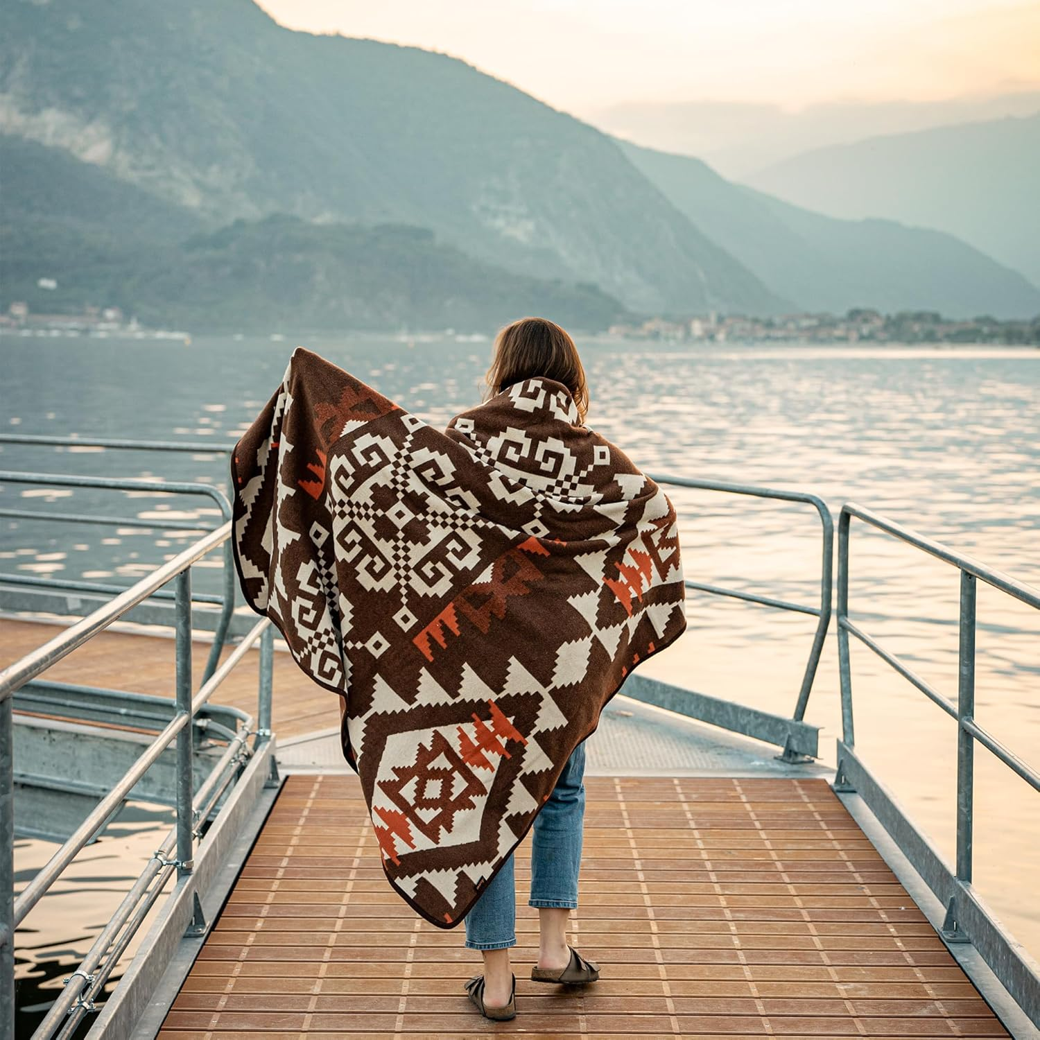 ACUSHLA Merino Wool Camp Blanket - Warm, Thick, Washable, Large Throw Great for Outdoor Camping All Seasons Suitable Indian Style 201 79X63 image number 4