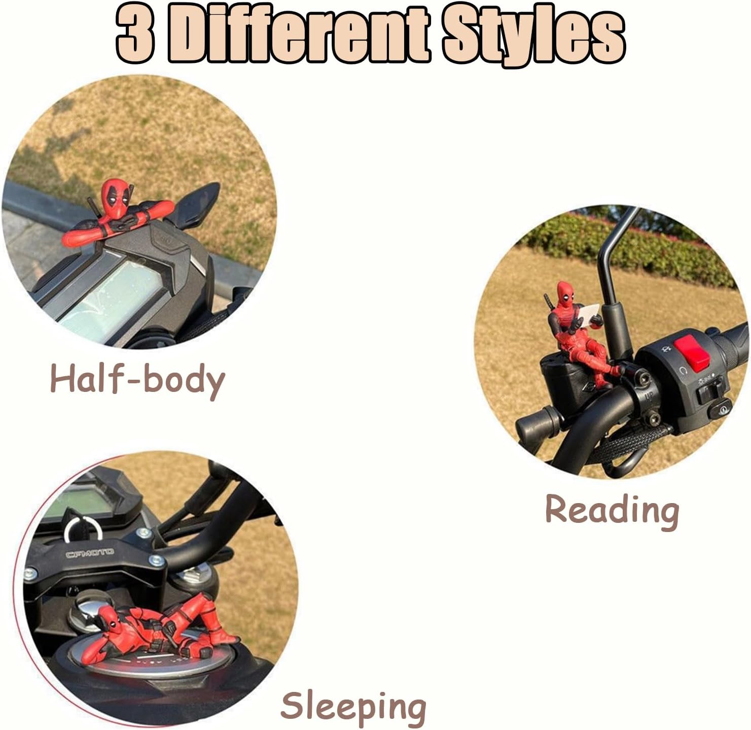 3PCS Car Interior Model Ornaments Home Office Desk Charm Christmas Ornaments Auto Motorcycle Truck Decoration（Different Postures） image number 2