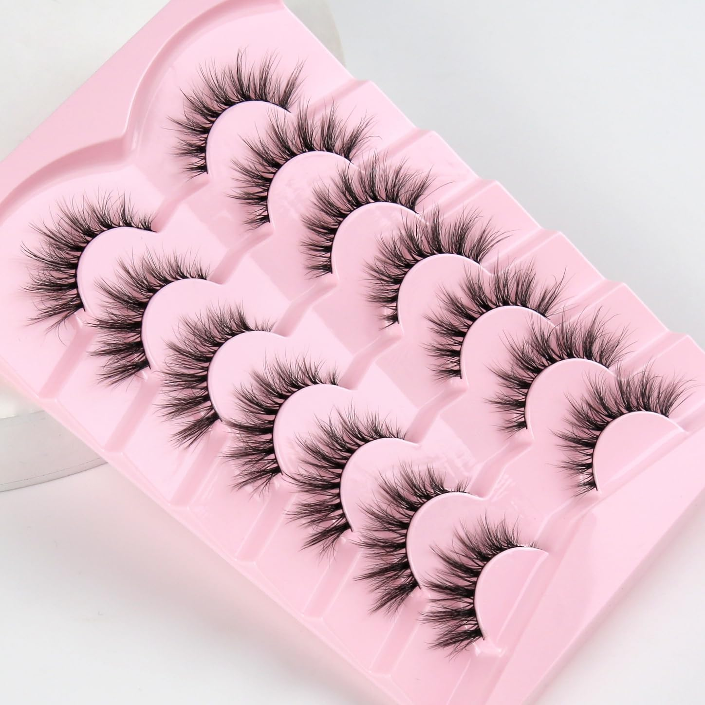 Eyelashes, Cat Eye Lashes, 15 Mm Artificial Eyelashes, Fake Lashes, Natural Eyelashes, Thin Band, False Eyelashes, 3D Volume Eyelash Extensions, C Curl, Wispy Lash Pack, 7 Pairs Siligli image number 3