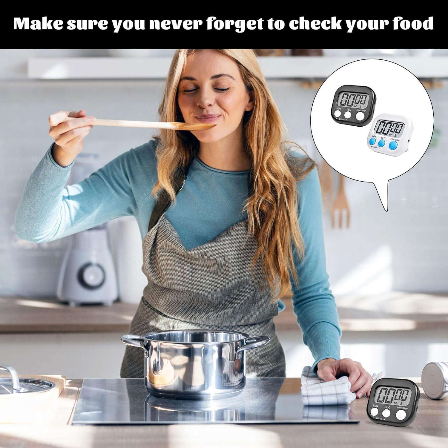 Kitchen Timer, 2Pcs Shower Timer, Stylish Digital Timer, Magnetic Visual Countdown Timers, Suitable for Kitchen, Study, Work, Exercise Training, Outdoor Activities (Not Including Battery) image number 4