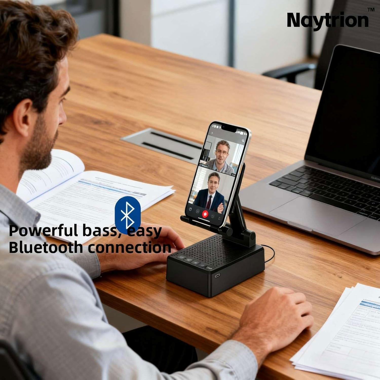 Naytrion-Hi-Fi Speakers with Phone Holder,Gifts for Men Women,Multifunctional Portable Speaker with Built-In Phone Stand,Birthday Gifts,Gadgets for Men,Cool Tech Gadgets,Music & Home Office Use