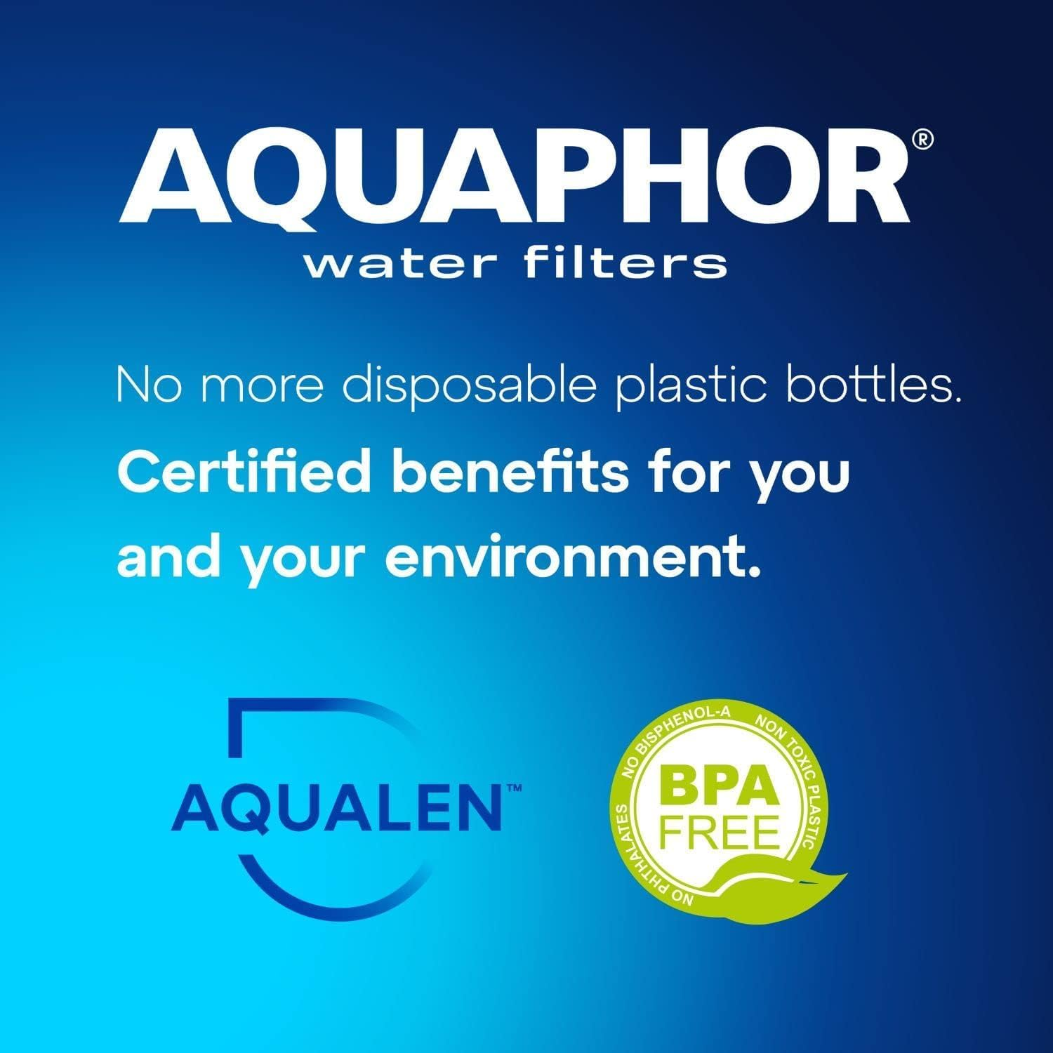 AQUAPHOR City Bottle 500Ml Blue | Travel Water Bottle with Activated Carbon Filter | Filters Chlorine & Impurities | Made of Tritan & Bpa-Free | Stay Hydrated on the Go! image number 1