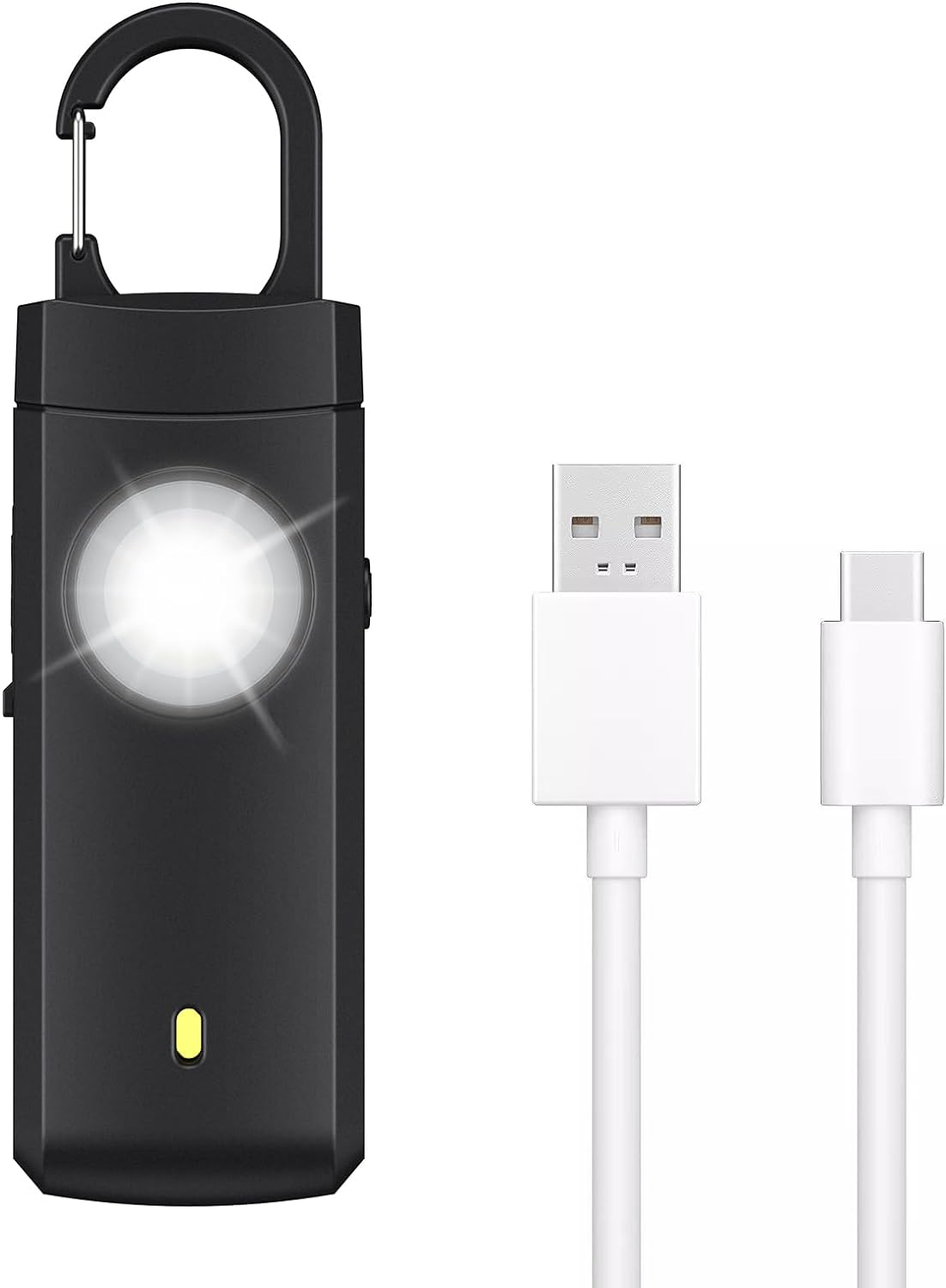 AMIR Personal Alarm Keychain for Women Safety - Loud 130 Db Siren with Strobe Light and Carabiner - Helps Women, Children, Men, Seniors, Elderly Emergency Call (White-Newest)