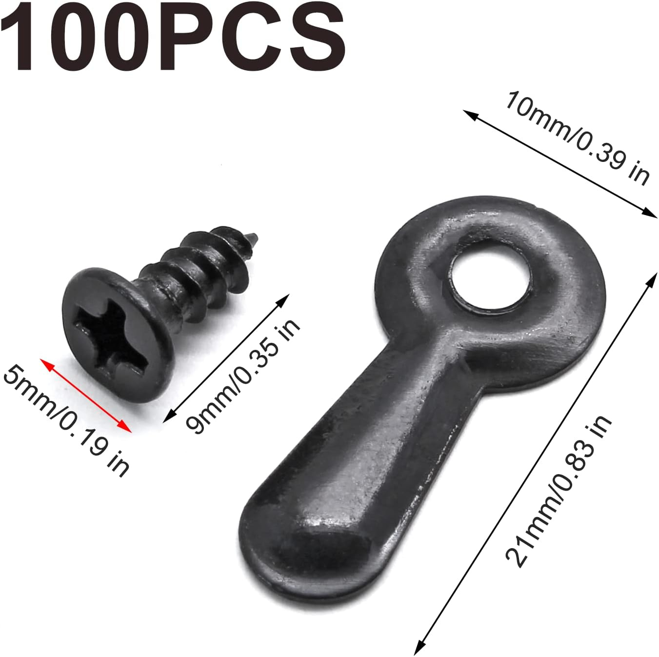 100 Pieces Picture Frame Turn Button Fasteners Set with 100 Pieces Screws, Picture Frame Backing Clips Hardware for Hanging Pictures, Craft, Photos (Black) image number 1
