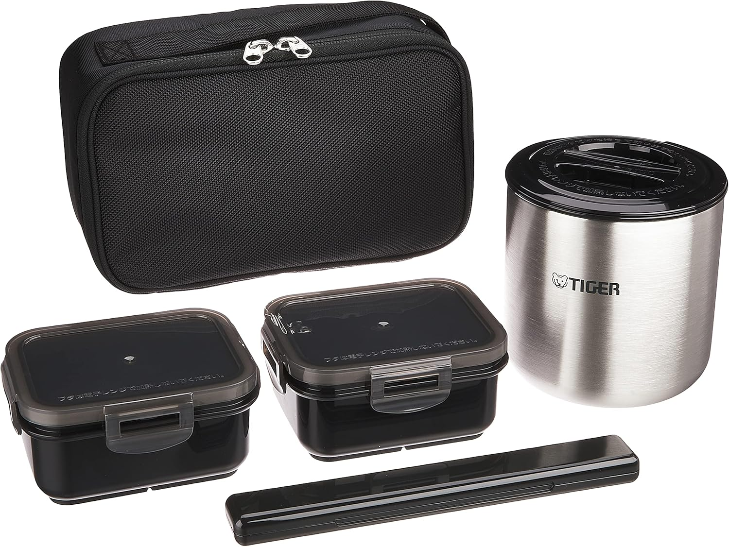 Tiger Thermos LWY-E461-K Tiger Thermos Thermal Lunch Box, Stainless Steel, Lunch Jar, Rice Bowl, Approx. 2.3 Cups, Includes Pouch, Black image number 4