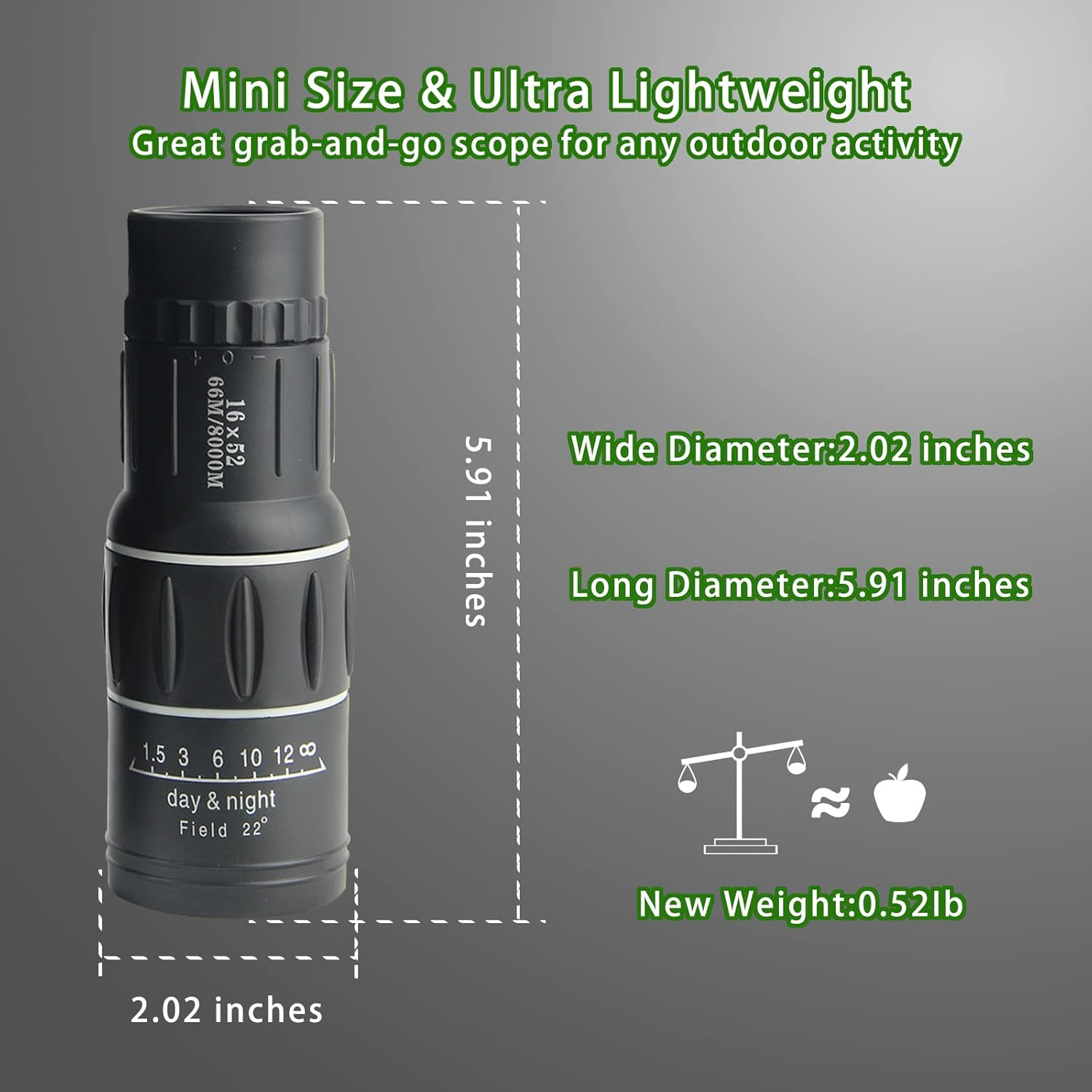 16X52 Monocular Telescope, High Power Prism Compact Monoculars for Adults Kids HD Monocular Scope for Bird Watching Camping Hiking Concert Travelling image number 6