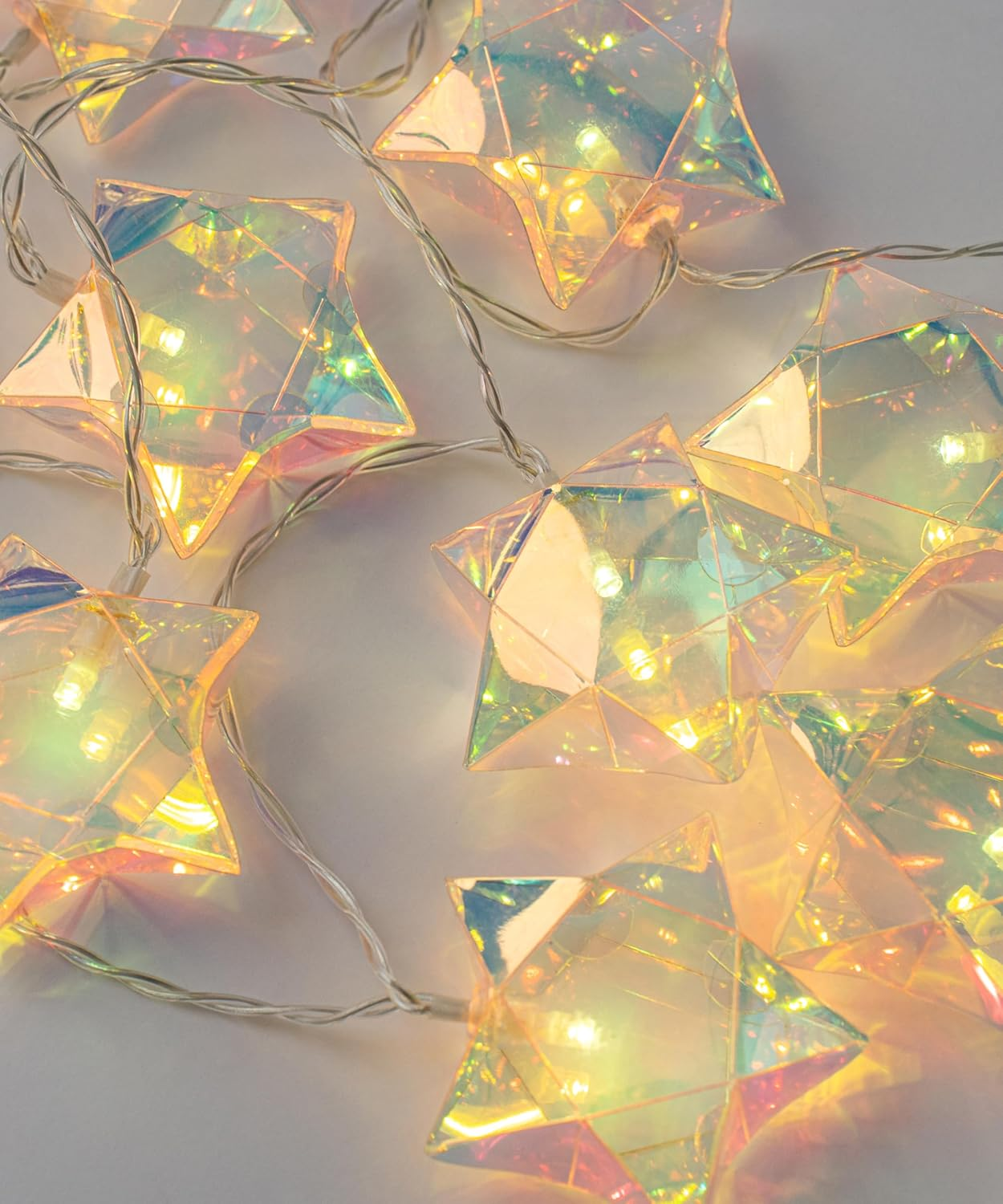 Meletē LED Iridescent Star String Lights &ndash; 3.15M (10Ft 4In), 20 Warm White Leds, Battery Operated with Timer &ndash; Fairy Lights for Indoor Use, Christmas, Bedroom, Party Decoration image number 2