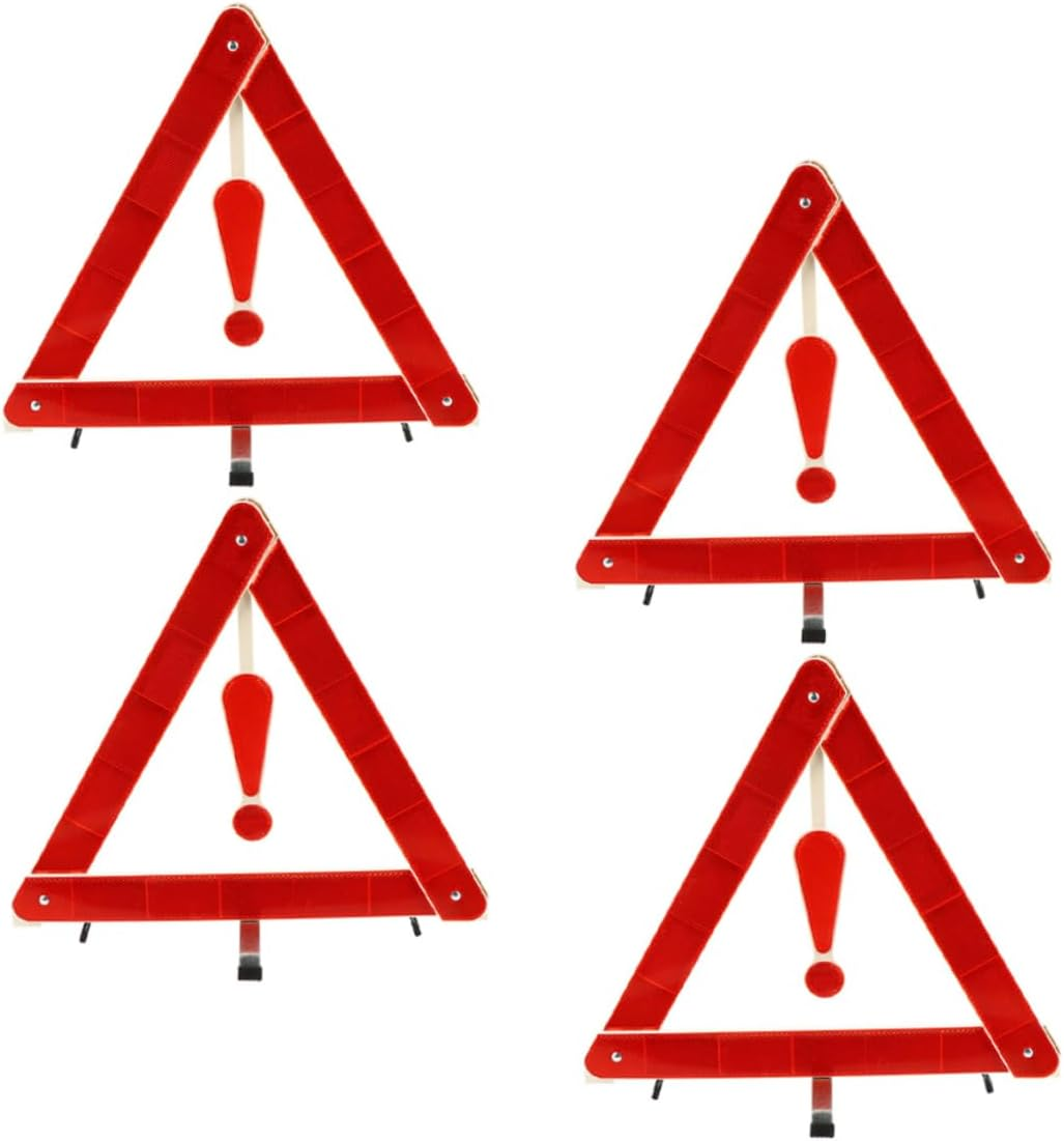 SOLUSTRE 4Pcs Car Warning Sign Warning Triangle Safety Sign Kit Automotive Triangles Road Safety Kit image number 3