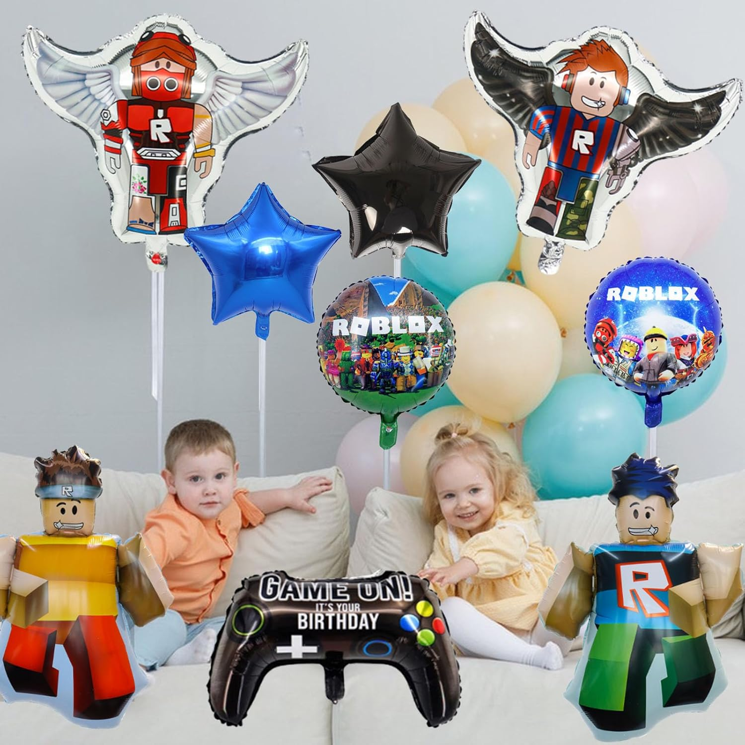 9 Pcs Game Foil Balloons, Metallic, BALLOON, Birthday, Unisex Children image number 4