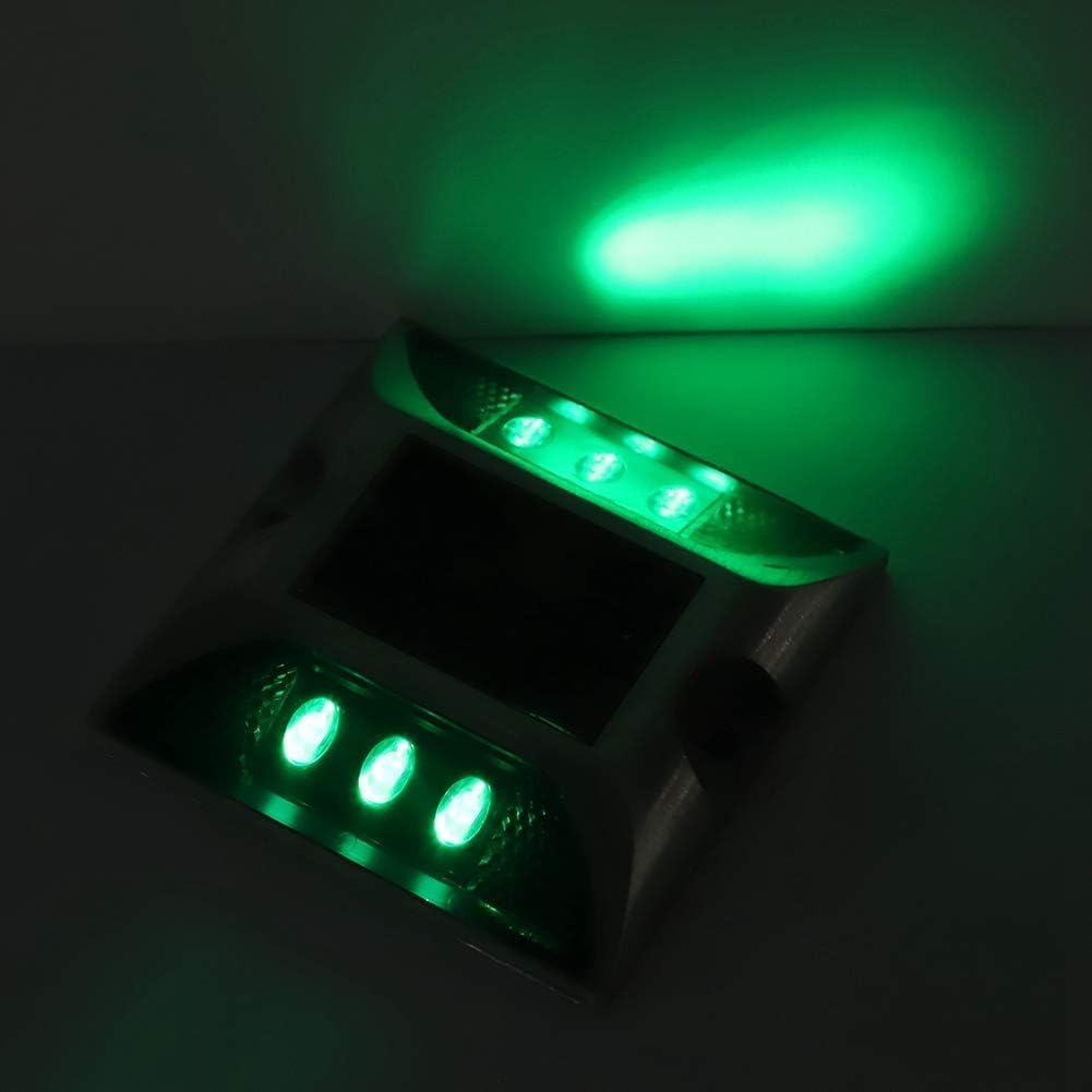 Solar Power Ground Marker Lights, LED Solar Driveway Deck Light, Waterproof 500M/1640Ft Viewing Outdoor Driveway Road Stud Lamp, Cast Aluminium Road Highway Spike Lamp (Green1)