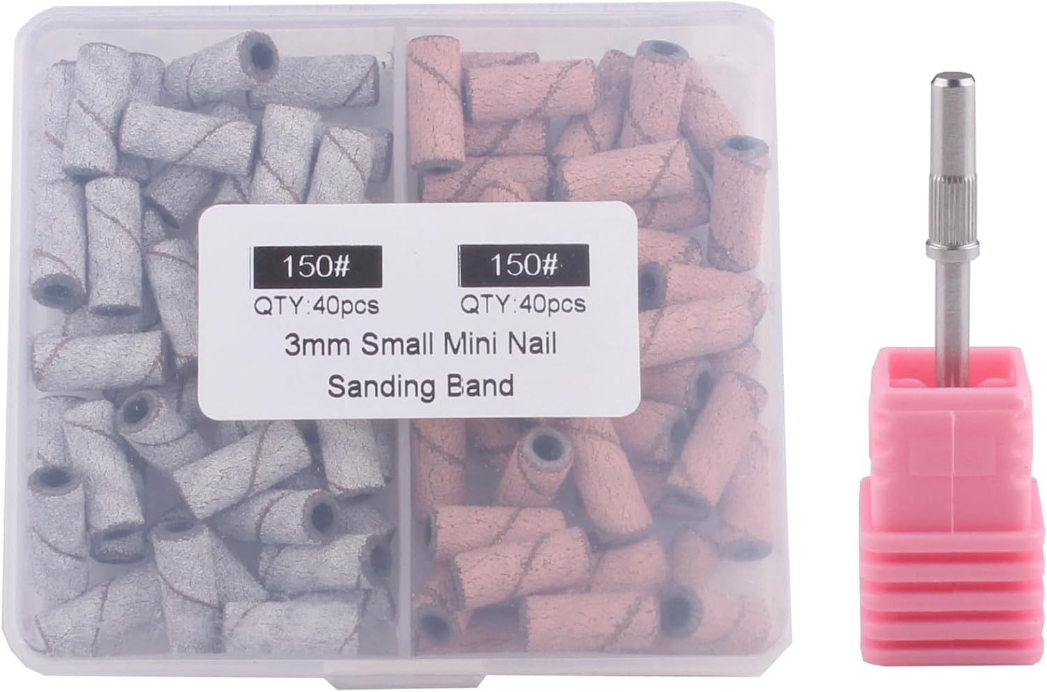 MZCMSL Nail Sanding Bands150 Grit for Nail Drill, 80Pcs Small Sanding Bands Files with 3Mm Mandrel Nail Drill Bit for Acrylic Nail Gel(150#) image number 2