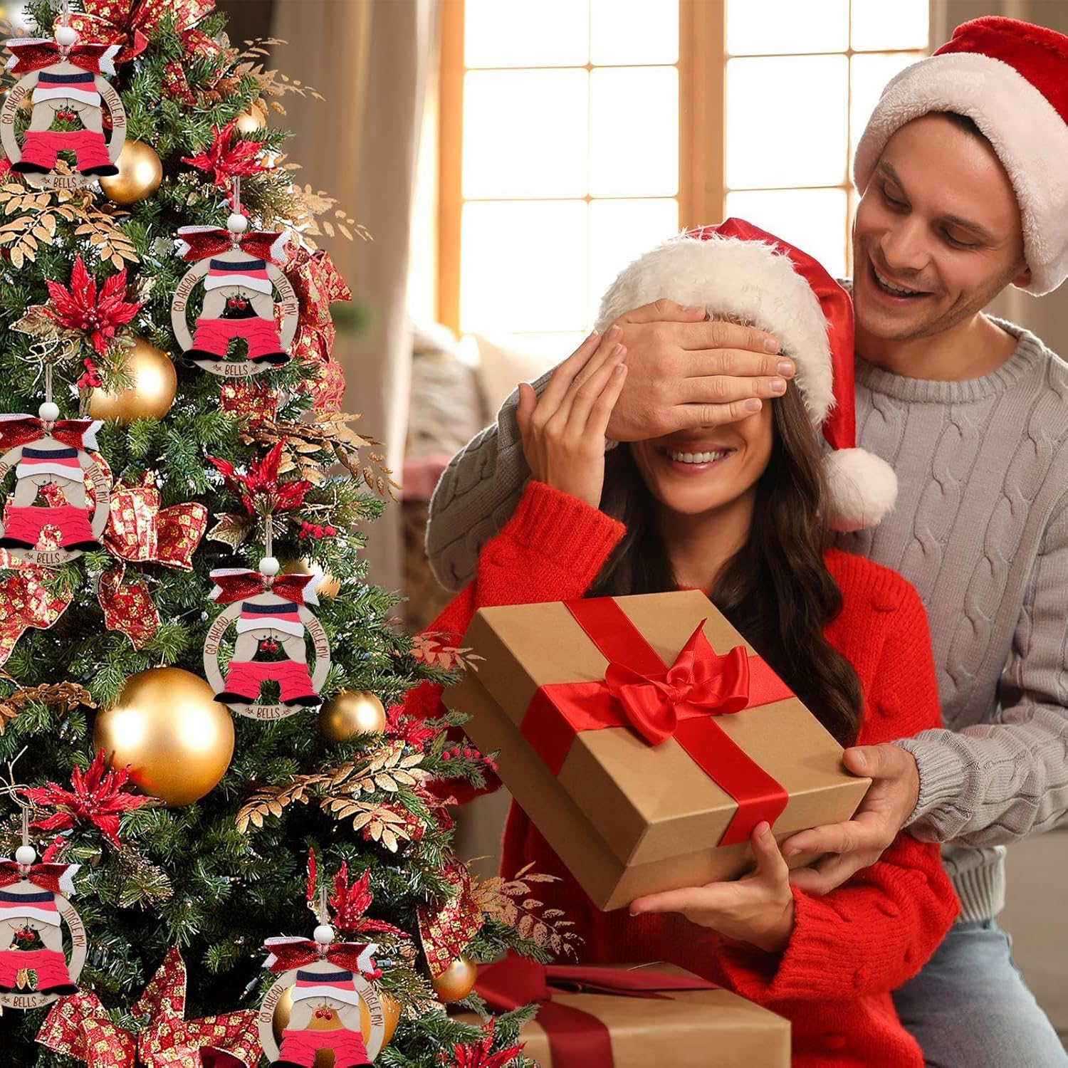 Christmas Tree Ornaments Wooden | Wooden Holiday Decor Christmas Tree Naughty Pendant,Christmas Door Tree Ornaments for Christmas Trees, Doors, Window image number 6