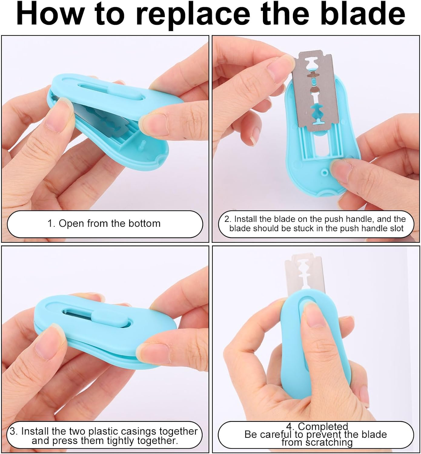 Gosknor Bread Dough Scoring Tool, Extractable & Magnetic Sourdough Scoring Tool with 10 Razor Blades Stainless Steel Dough Cutter Knife for Bread Baking Making Supplies (Blue) image number 4