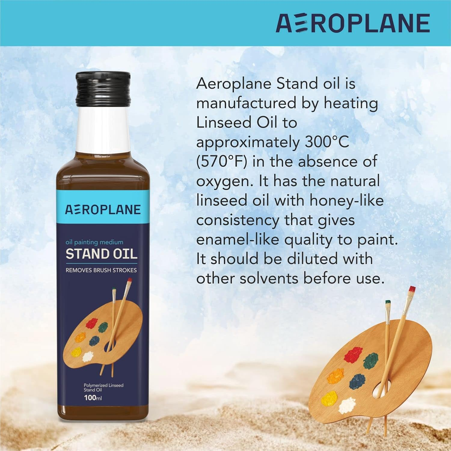 Aeroplane - Stand Oil for Artists - Removes Brush Strokes, Premium Art Supply (100 ML) (Amber, 100ML) image number 6