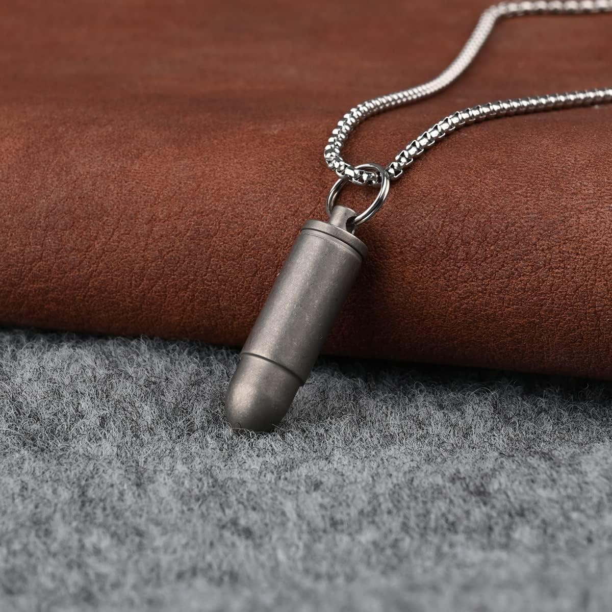 SF203 Titanium Bullet Necklace for Men ，Mini Pill Holder Necklace, 0.2Oz Pill Case Ultra-Lightweight Waterproof Pendant Necklace image number 2