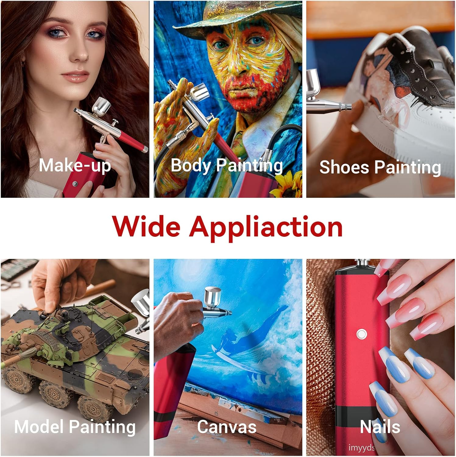 Imyyds Airbrush Kit with Compressor, 32PSI High Pressure Cordless Airbrush Gun, Portable Dual Action Airbrush Compressor Set, Handheld Mini Rechargeable Air Brushes for Painting, Model, Nail, Makeup image number 1