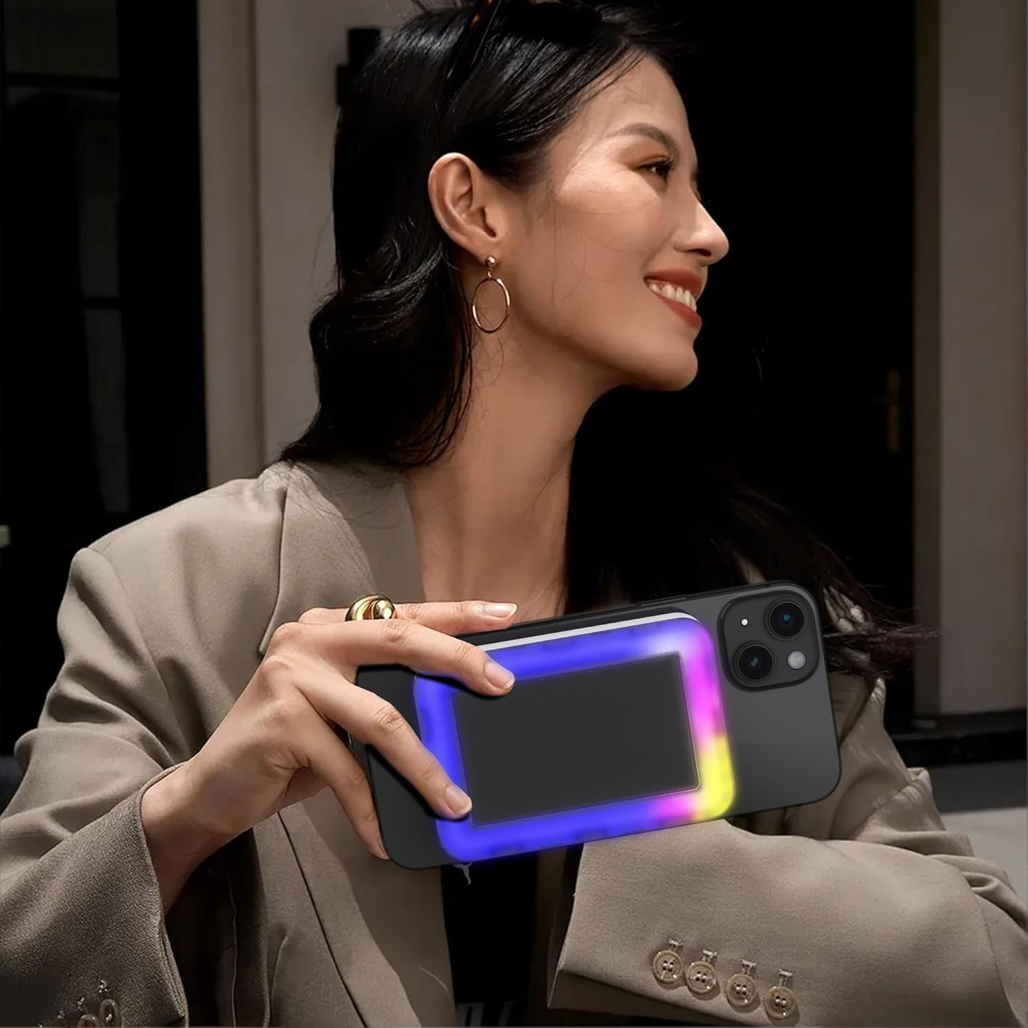 Laser Chargecore Selfie Light Mag-Safe Battery Pack, 5000Mah Wireless Magnetic Power Bank, 27 Colour LED, 15W Portable Charger with USB C Cable Charging - Compatible with Iphone 16/15/14/13/12 Series image number 5