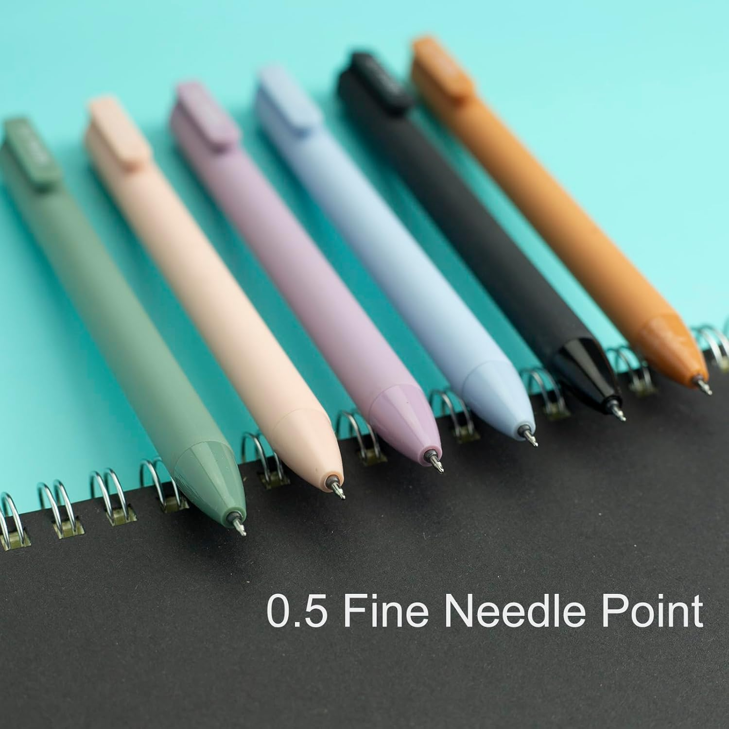 Idcrea Gel Ink Retractable Pens, 0.5Mm Fine Point, Black Ink, Molandi Soft Touch, 6 Pack image number 5