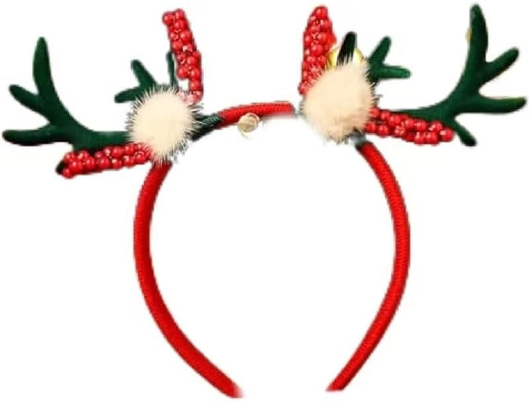 Christmas Deer Antlers Headband Cute Headpiece Red Antler Hair Hoop Holiday Party Xmas Hair Accessories for Women and Girls