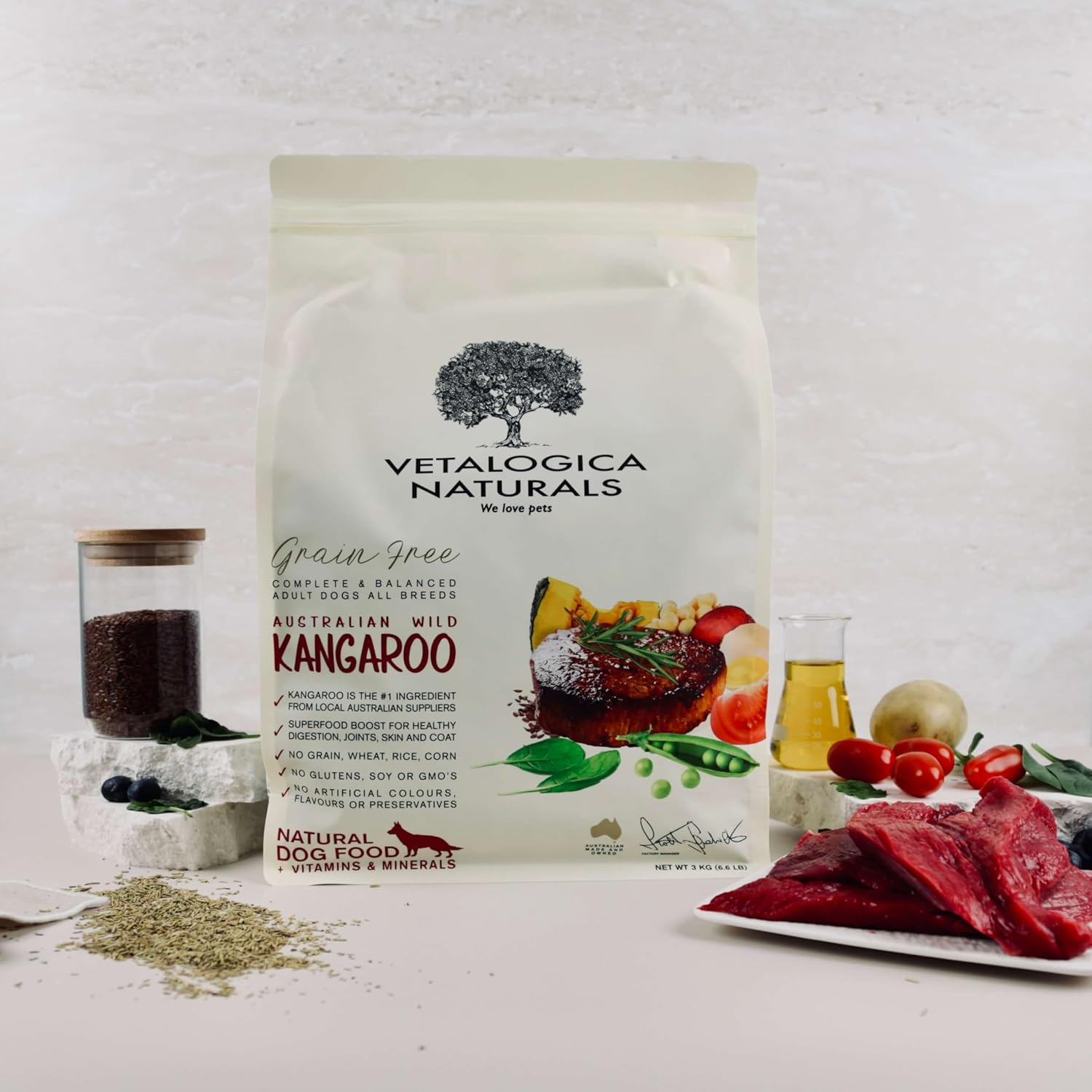 Vetalogica Naturals Premium Quality Grain Free Kangaroo Adult Dry Dog Food 13 Kg image number 3