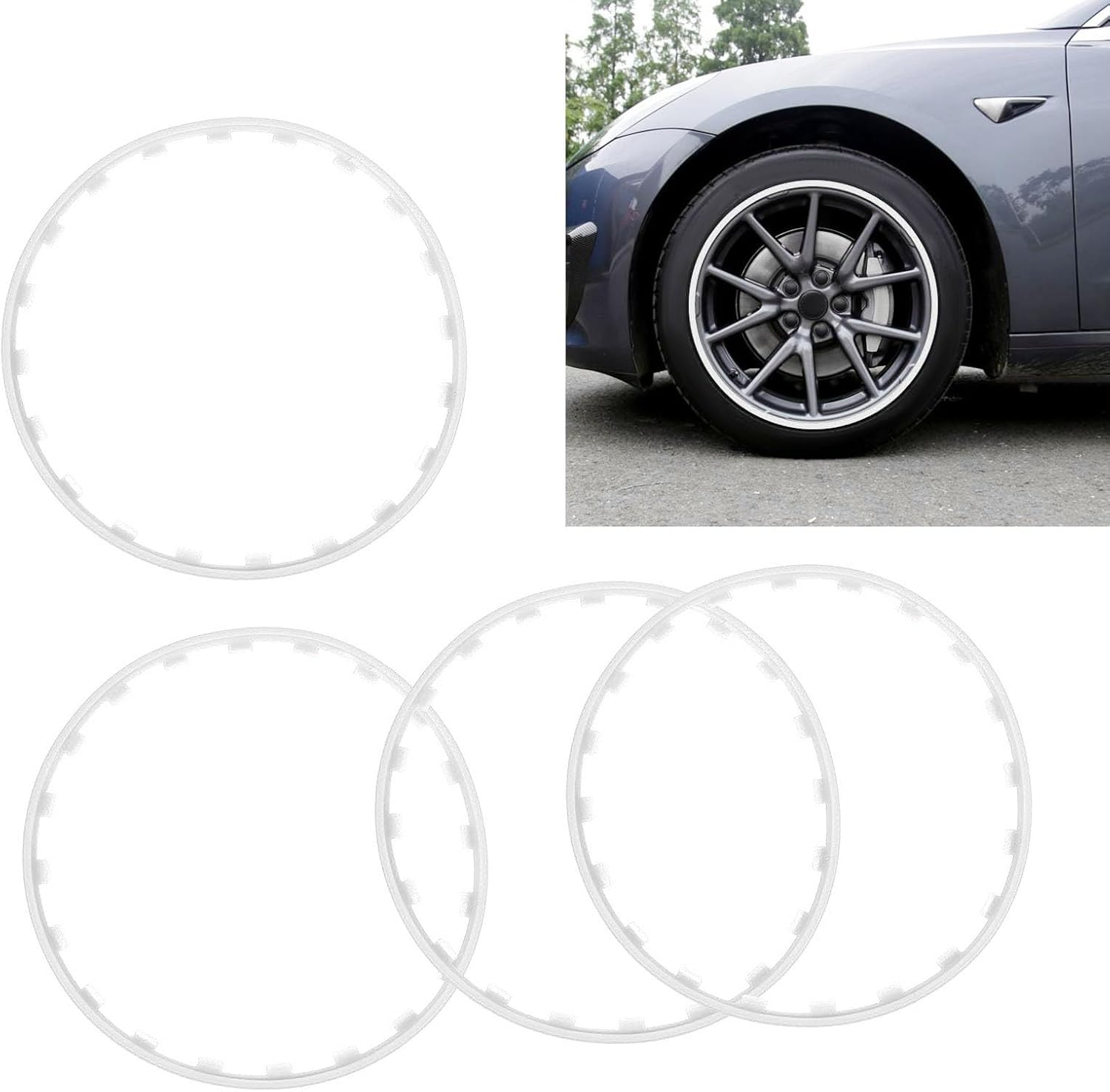 4PCS Car Wheel Rim Protector, 20 Inches Wheel Guard Rim Protecting Trim Ring from Curb Rash, Wheel Edges Trim Accessories, Replacement for Tesla Model Y 2021-2023 (White) image number 2