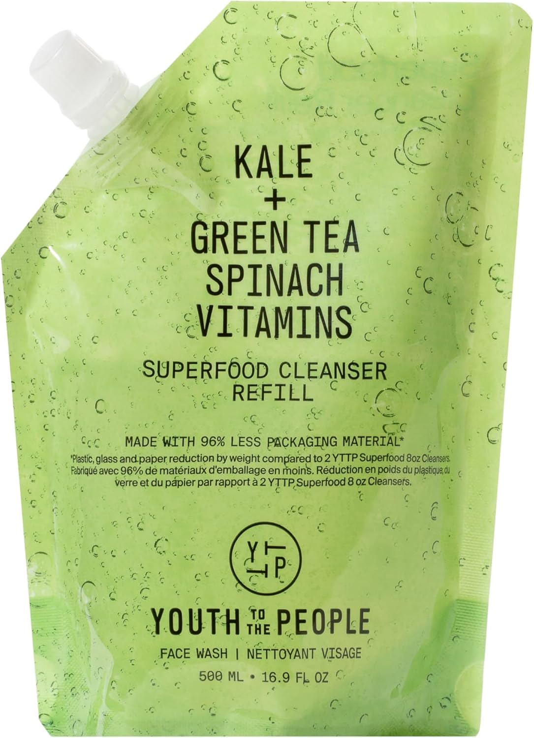 Youth to the People Superfood Facial Cleanser, Refill Size (16 Fl Oz), Kale and Green Tea Spinach Face Wash, Gentle Makeup Remover + Pore Minimizer for All Skin Types, Vegan, Refillable image number 6