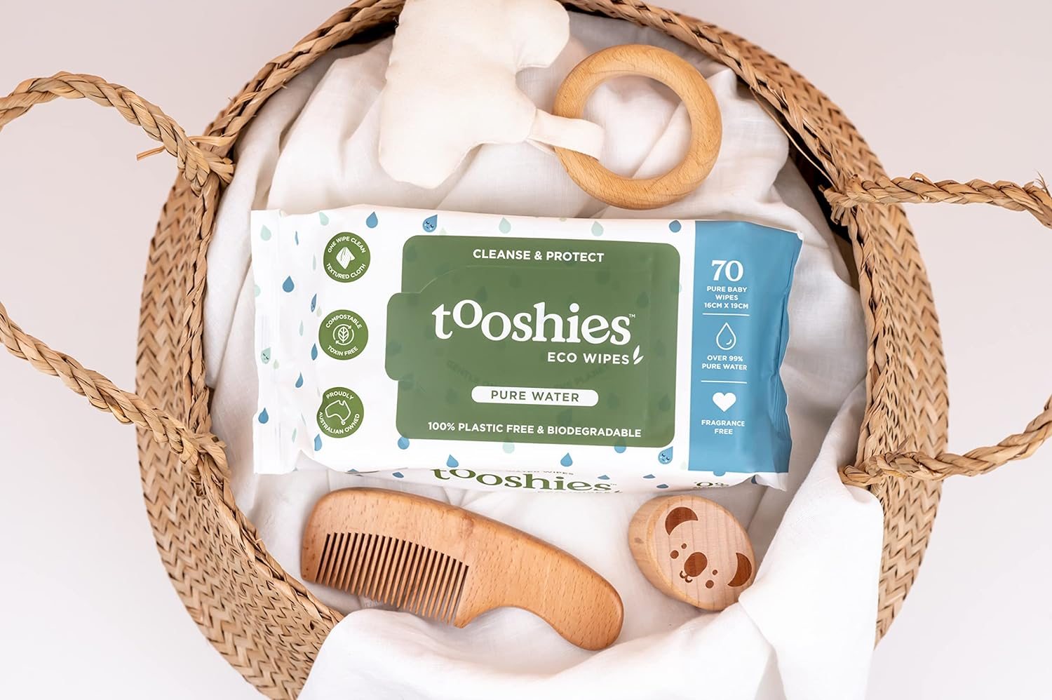Tooshies Pure Water Eco Wipes, Pack of 1120 (16X70 Packs) + Sudocrem Healing Cream 30G Tube + Sudocrem Healing Cream 400G