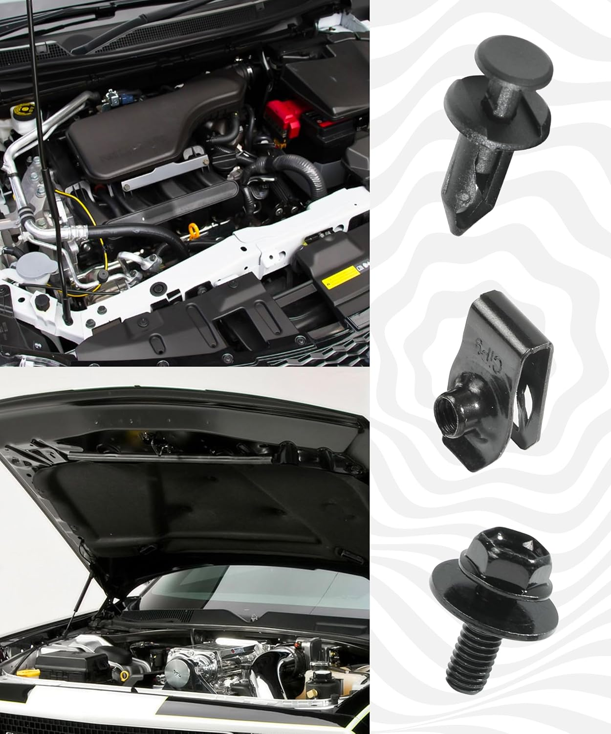 35 PCS Engine under Cover Splash Shield Guard Body Bolts, Splash Shield Guard Retainer Bumper Fender Liner Fastener Rivet Clips and Extruded U-Nuts Kit