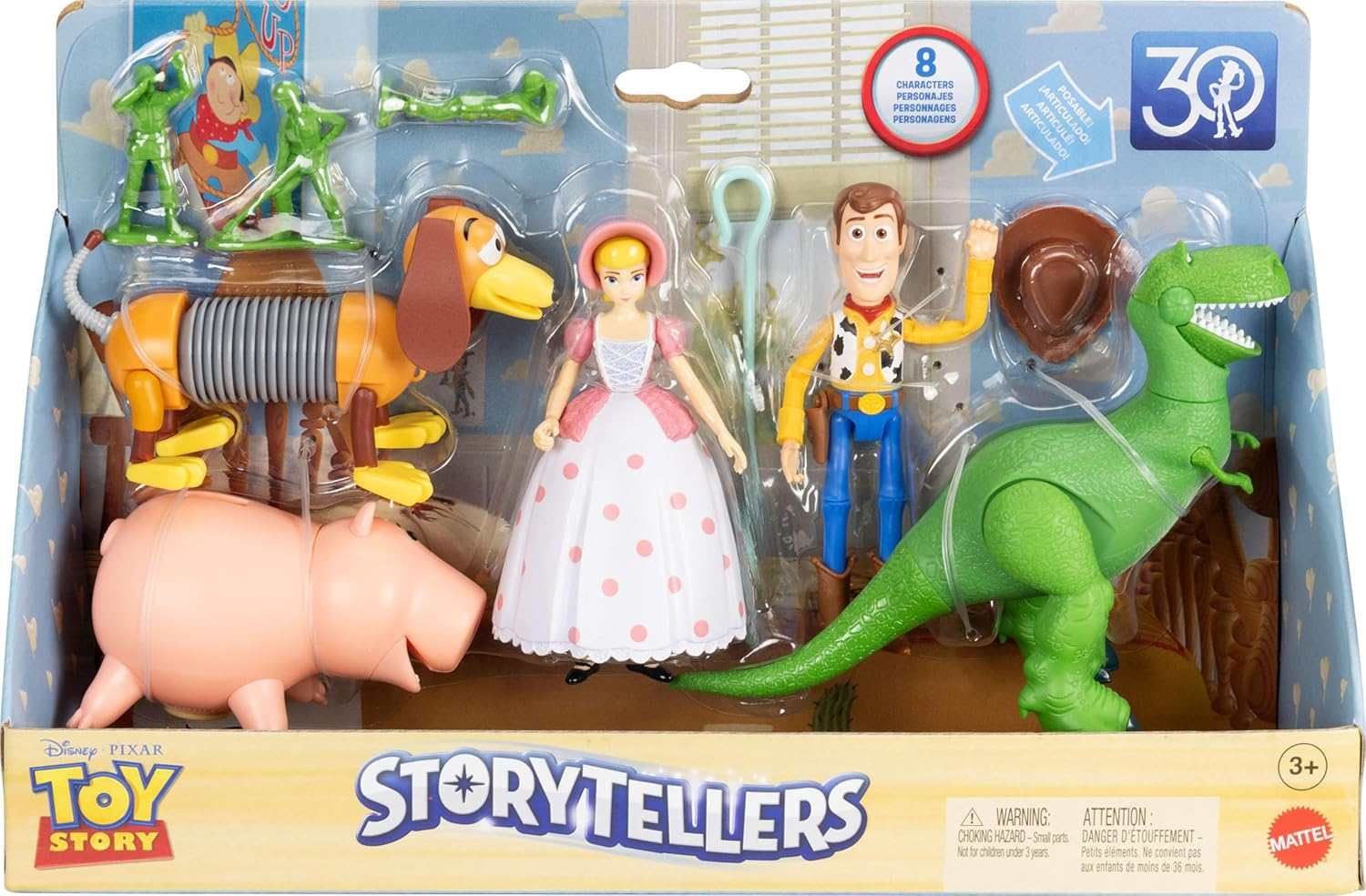 Mattel Disney Pixar Storytellers Pack Figures, Toy Story 4-Inch Scale Multi-Pack, Woody Rex Slinky Dog Hamm Bo-Peep & 4 Army Men image number 3