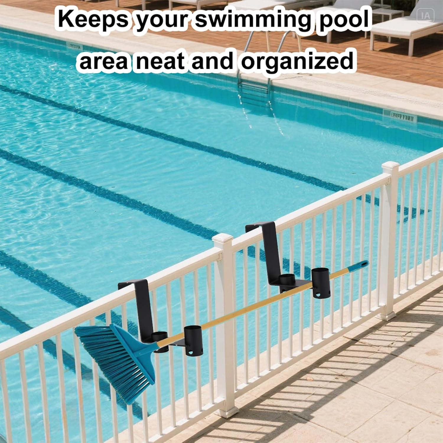 BOXOB 2Pcs Pool Pole Hangers, Heavy-Duty Pool Equipment Hooks for Nets Skimmers Brushes Swimming Pools Tool Holder Fence Hooks for Hanging Poles & Accessories image number 3