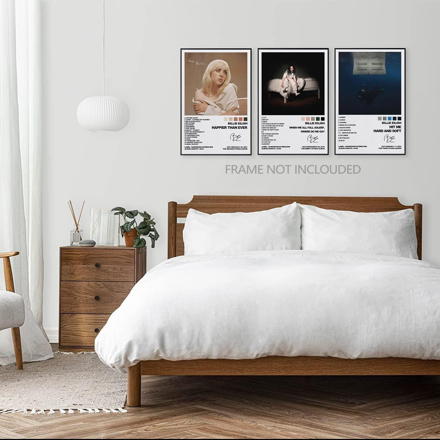 ZIENVE Billie Album Cover Posters, 3 Piece Eilish Print Music Canvas Wall Art Album Cover Signed Limited Posters Aesthetic Home Room Decor, 30 X 40Cm Unframed