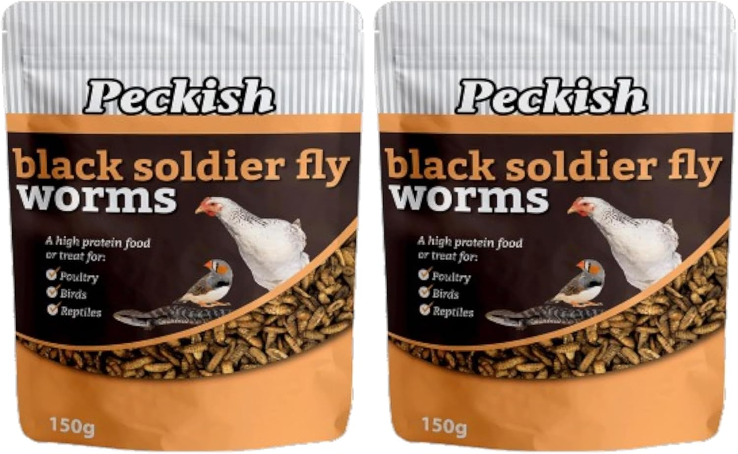 Peckish Black Soldier Fly Worms 150G - Premium Protein-Rich Bird Feed, Natural & Sustainable Insect Treats for Wild Birds, Reptiles & Fish, High Calcium & Nutrient Content