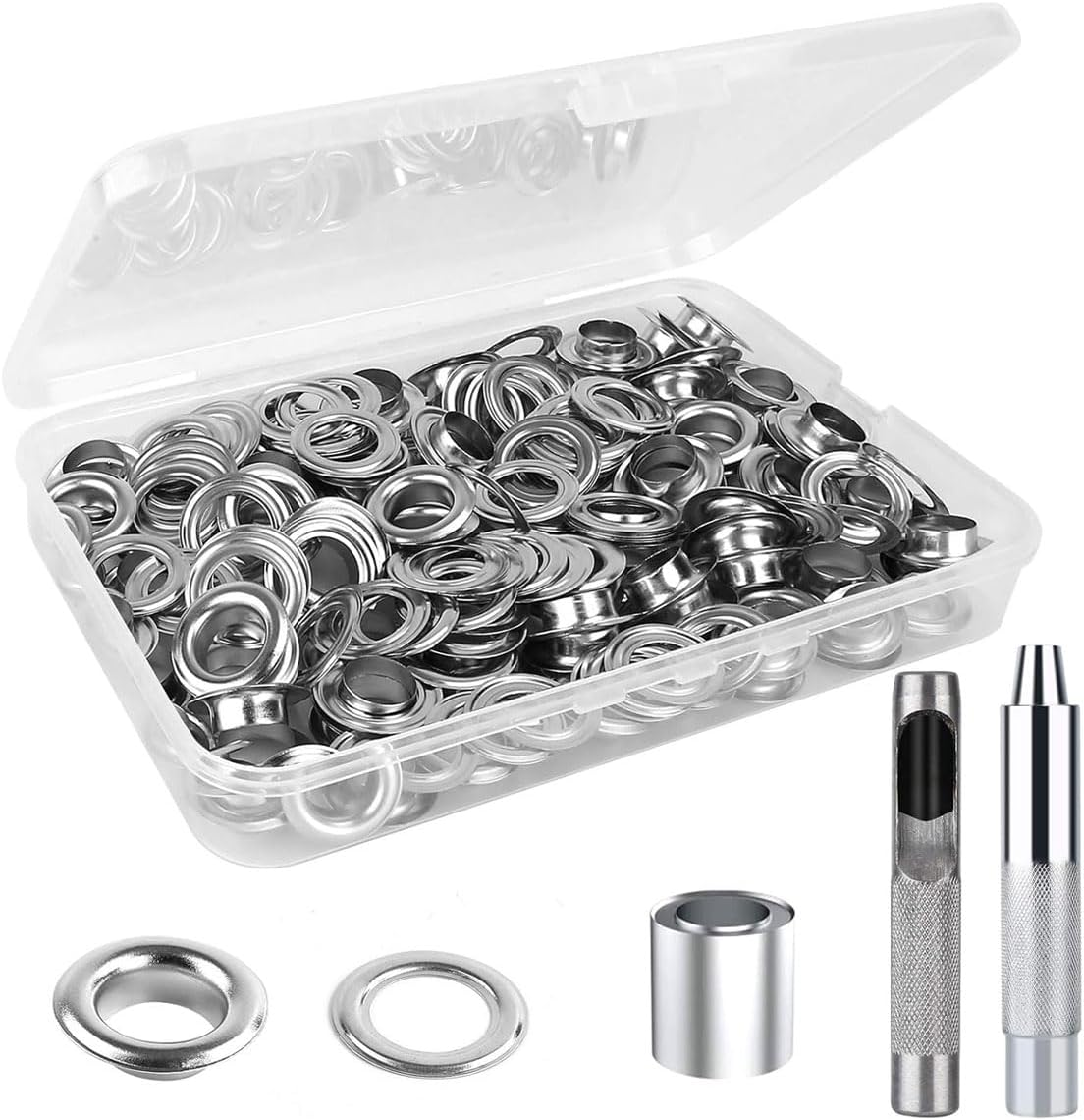 AIMALL Durable Copper Eyelet Tool Kit - Includes 200 Sets of 12Mm Grommets, Robust Installation Tools for Tents, Tarpaulins & More, Craft & Repair Essentials image number 1