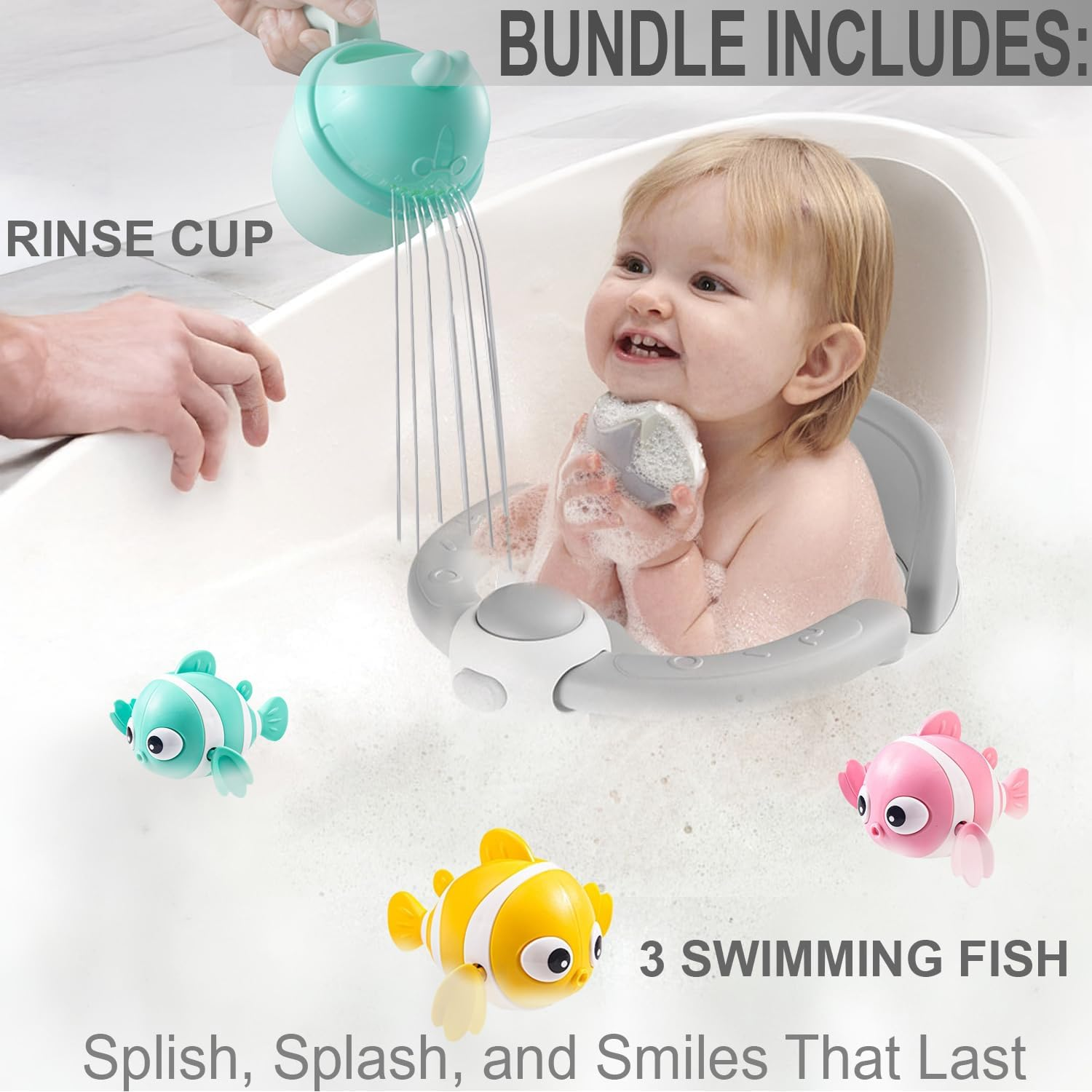 Baby Bath Seat for Babies 6 Months & Up, Non-Slip Toddler Bath Seats for Babies Sitting Up, Safe Infant & Newborn Bathtub Chair with 4 Suction Cups & Soft Cushion for Shower (Cloudy Grey) - Baby Pink image number 7