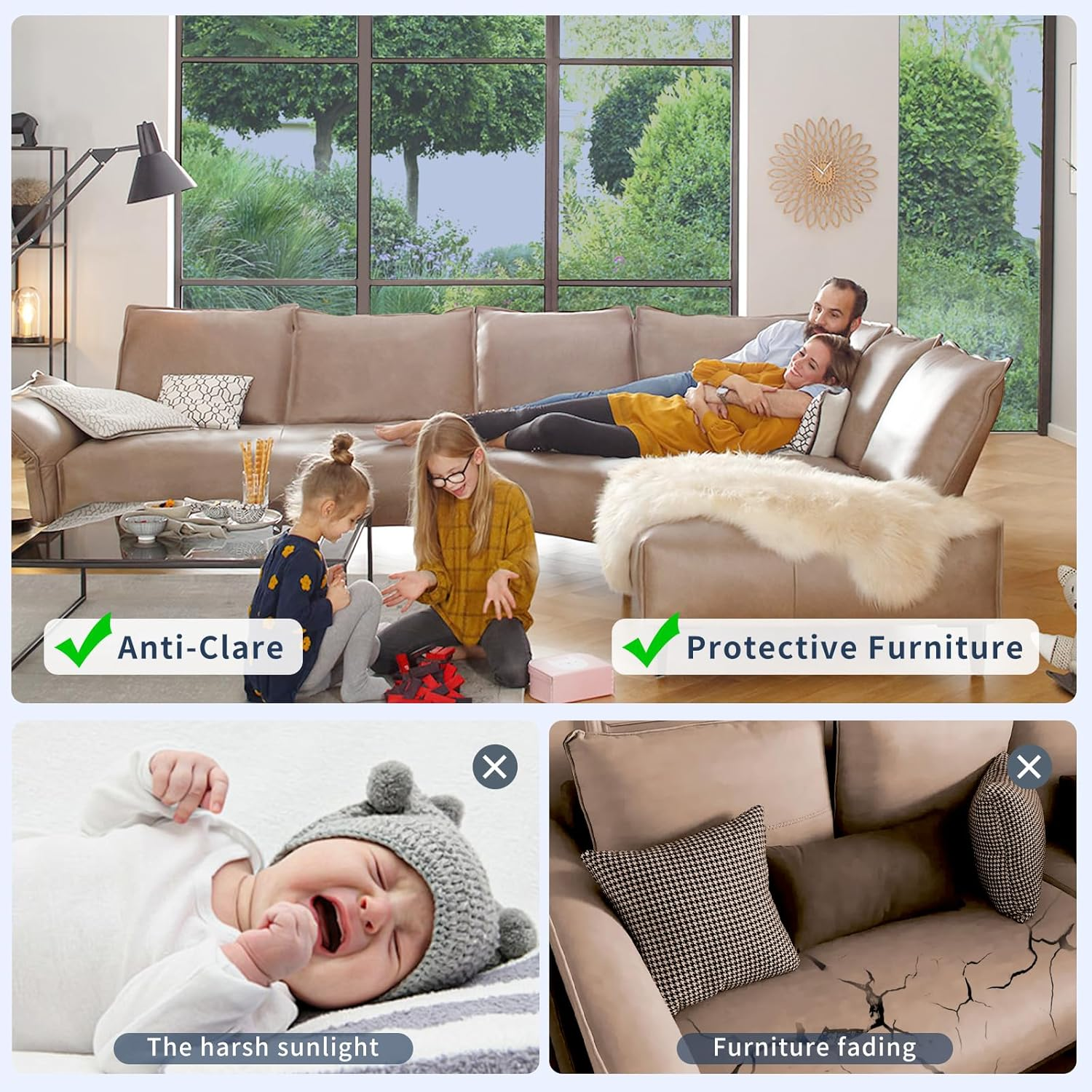 Sun Blocking Window Privacy Film, One Way Window Tint for Home, Daytime Window Privacy See Out Not in Window Cling Mirror Reflective anti UV Glass Covering for Home Office Car (Silver, 45X200Cm) image number 5