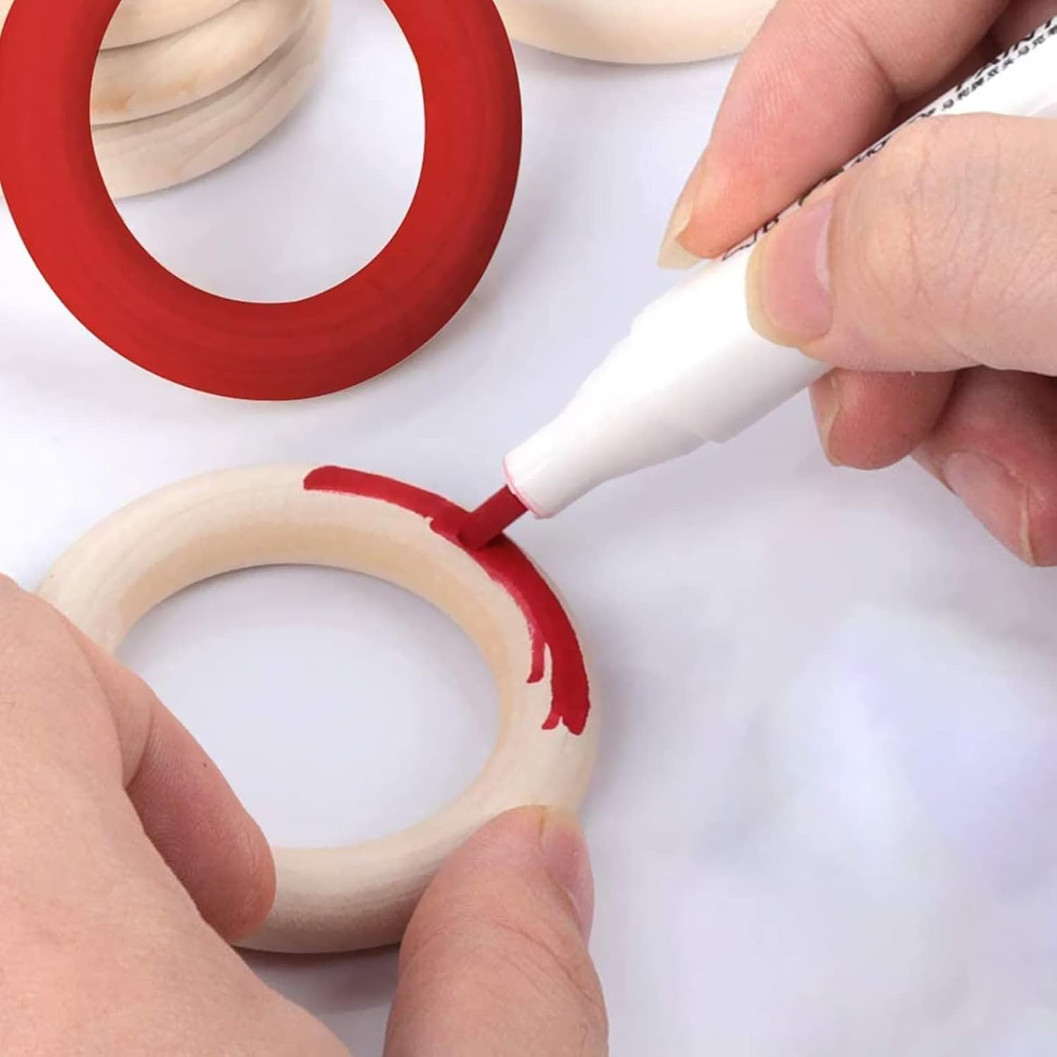 Natural Wooden Rings, 30 Pcs Macrame Rings, 50Mm/2Inch Loops for Crafts Jewelry Making DIY Project image number 4