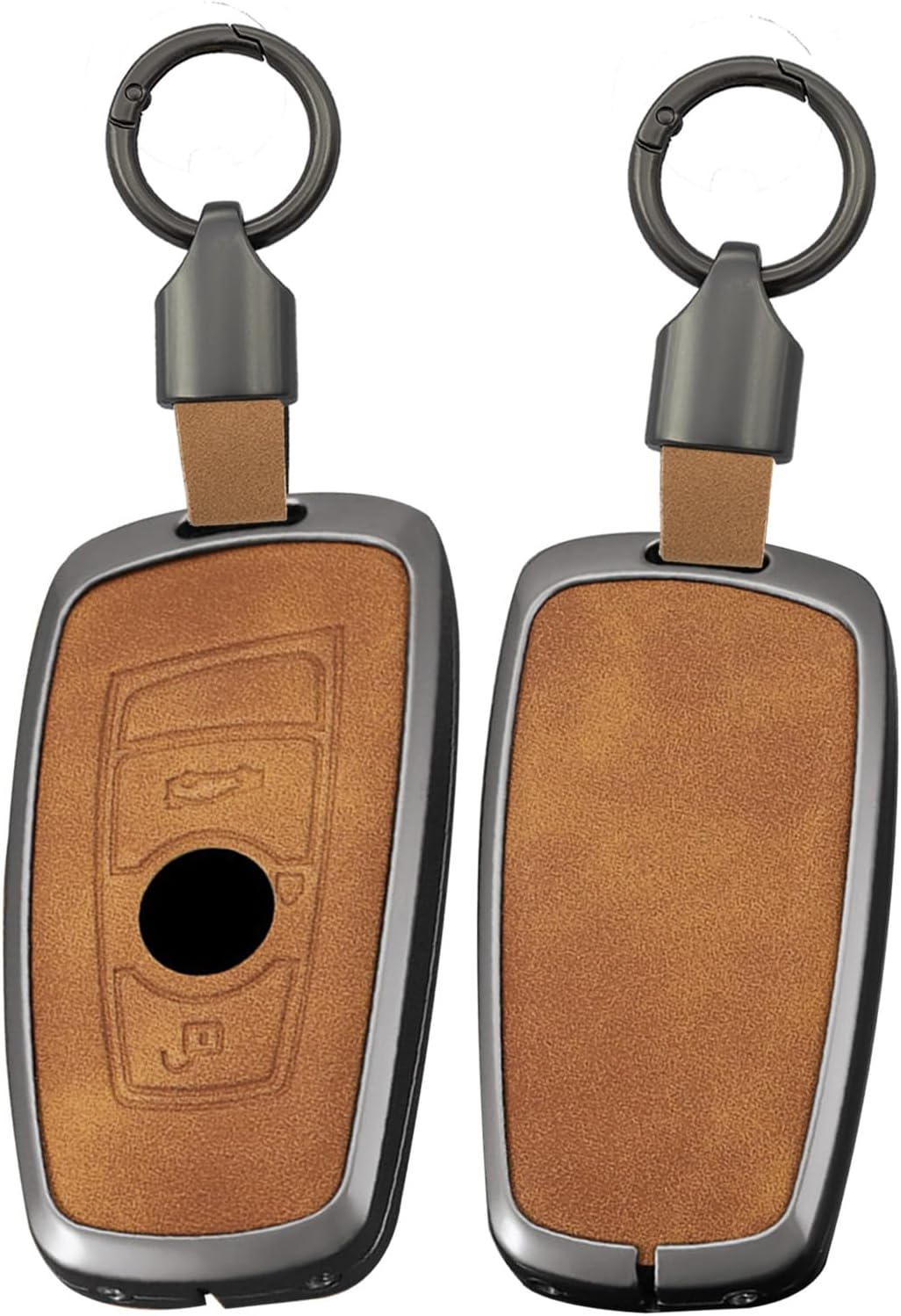 Ontto Metal Leather Key Fob Cover Fit for BMW F20 F30 G20 F31 F34 F10 G30 F11 X3 F25 X4 I3 M3 M4 1 2 3 4 5 6 7 Series Smart Key Shell Case Keyring Key Holder Keychain Accessories
