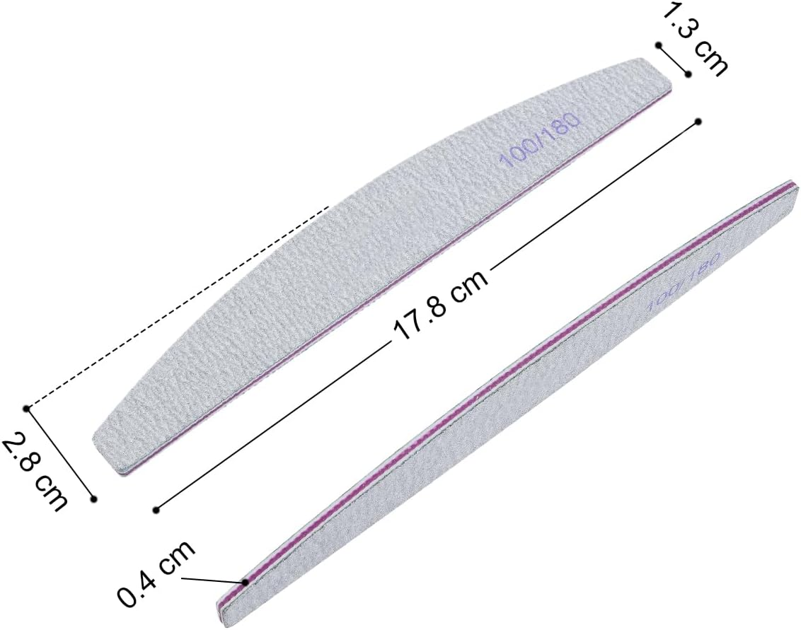 URAQT 6PCS Professional Nail Files,100/180 Grit Nail File Double Sided Emery Board,Washable Nail Buffer Files,Curved Fingernail Files for Nail Grooming and Styling,Hairdressing Salon,Pets (White) image number 1