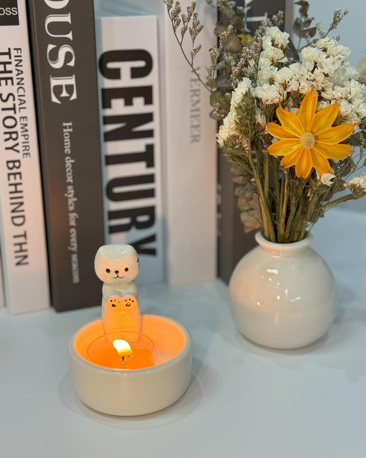Antexpanse Ceramic Cat Candle Holder Set, Cute Kitten Warming Paws Tealight Holder with Scented Candle & Bonus Keychain, Unique Gifts for Cat Lovers & Women, Adorable Home & Room D&eacute;cor image number 5
