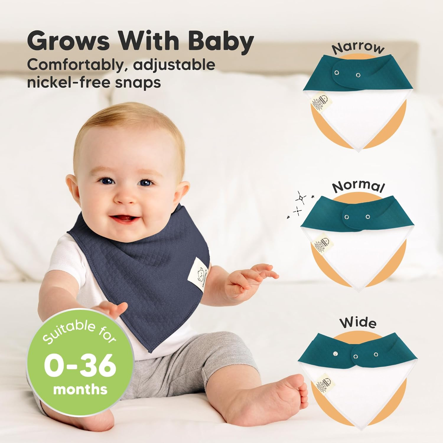 8-Pack Organic Baby Bandana Bibs for Girls - Super Absorbent Baby Dribble Bibs for Drooling and Teething Infant, 100% Cotton Extra Soft for Newborn, Infant 0-36 Months (Eclipse) - Dew image number 3