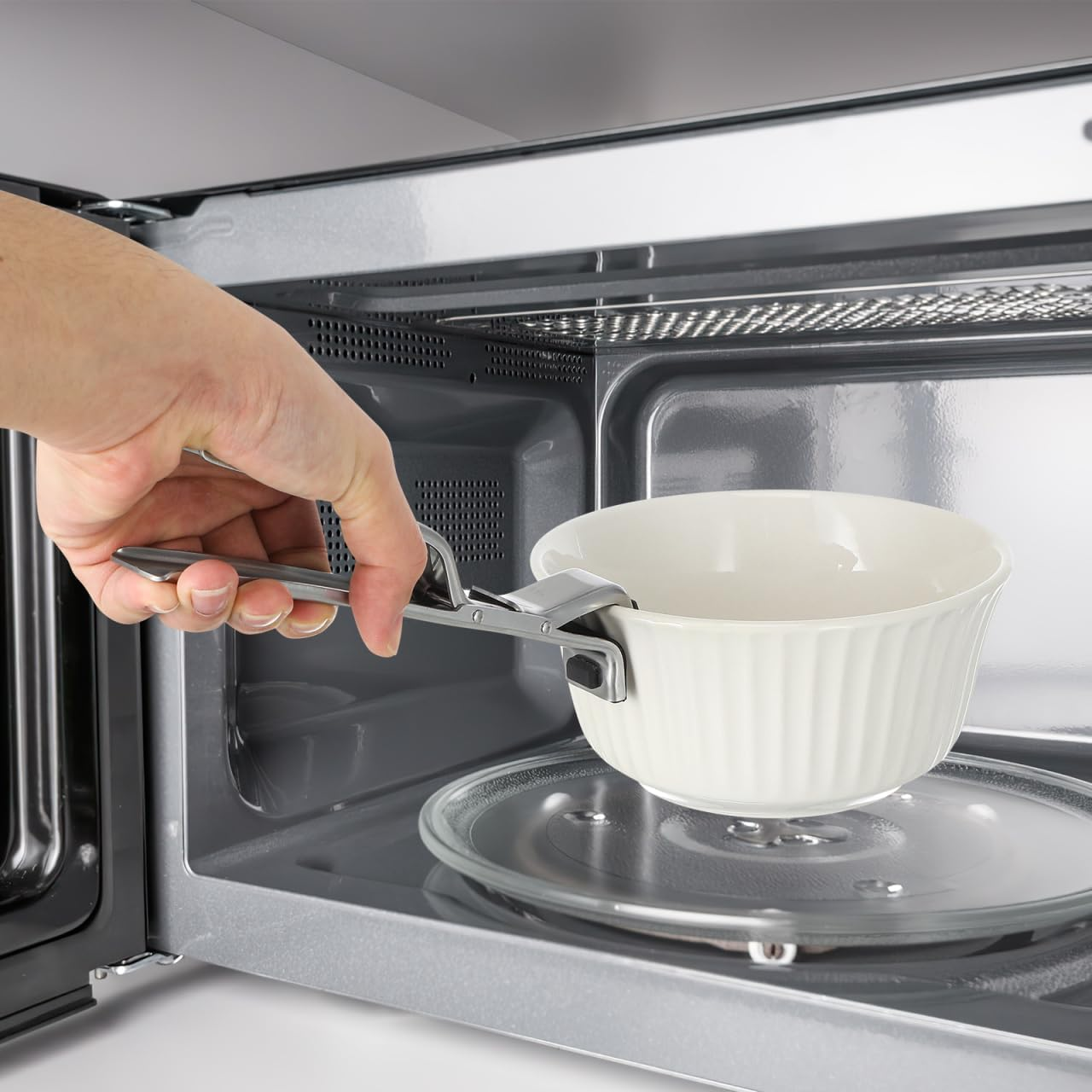 Stainless Steel Anti-Scald Bowl Clip Gripper Hot Plate Tongs for Safe Handling of Hot Dishes Kitchen Gadget for Moving Pots and Plates (Silver, One Size) image number 5