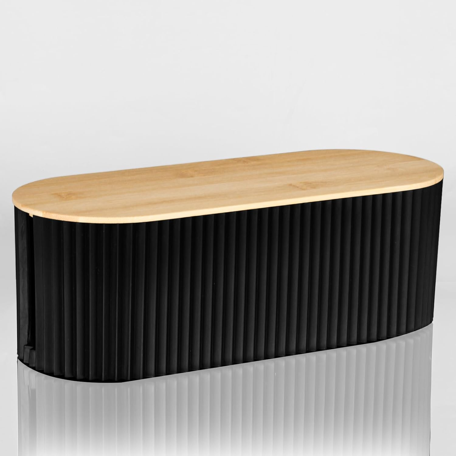 Baskiss Cable Management Box with Solid Bamboo Lid, 32X13X11.2 Cm, Floor Outlet Hider, Wire Organizer for Desk TV Computer USB Hub System to Cover and Hide & Power Strips & Cords (Beige)