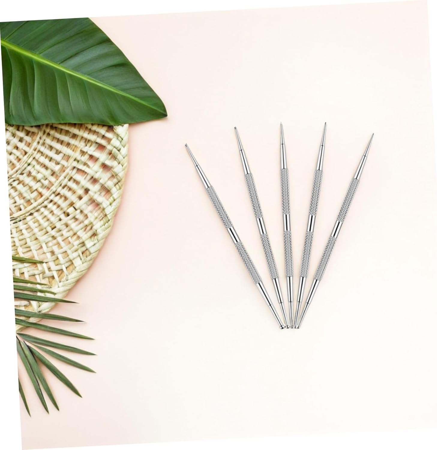 Garneck 5PCS Dual Ended Nail Dotting Pen Set Stainless Nail Design Dot Tool for Rhinestones Picker Manicure Art Painting DIY Salon Use image number 1