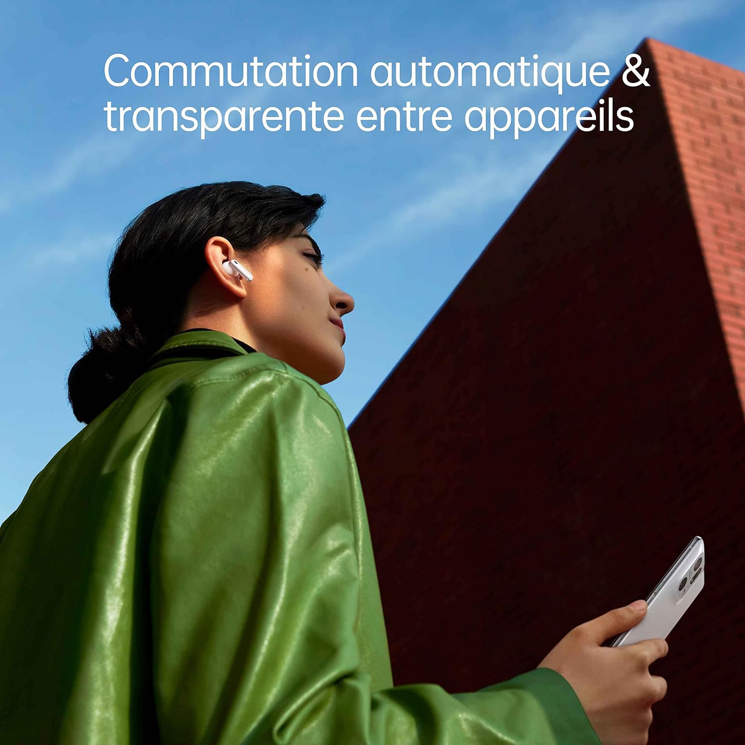 OPPO Enco X2 - Wireless Bluetooth Headphones - Half In-Ear Headphones - Simultaneous Binaural Sound - Active Noise Cancelling - Rechargeable Battery - Includes Case - Black [FR Version] image number 4