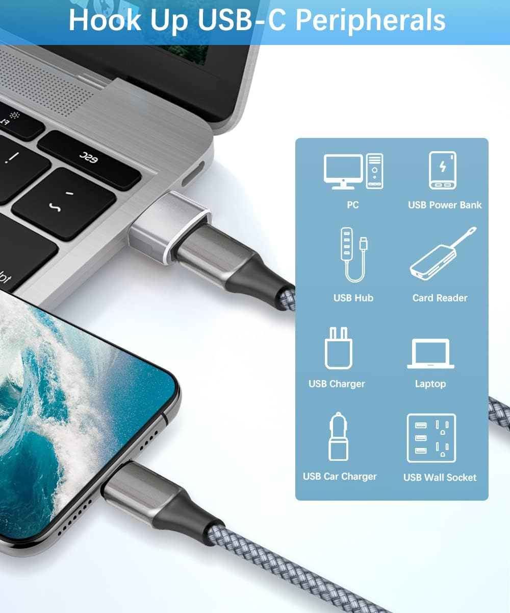 Basesailor USB to USBC Adapter with USBC Male to USB a Female 3.0 4Pack,Thunderbolt 4 3 OTG Charger Converter for Macbook,Iphone 17 16 15 14 13 plus Pro Max,Ipad Air Mini,Samsung Galaxy S24 S23 Ultra