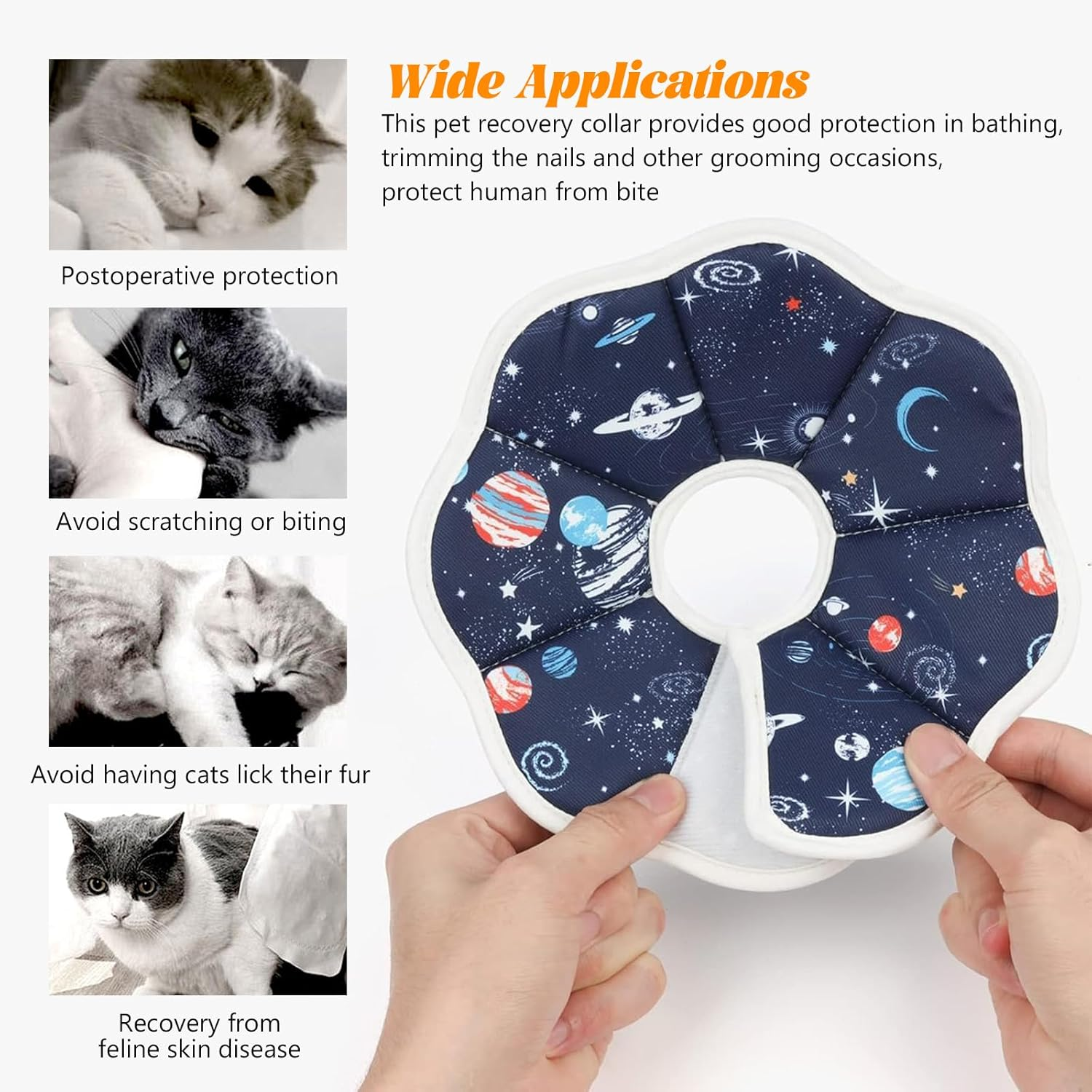 Hzqzaoan Soft Cat Recovery Collar, Protective Adjustable Pet Cone Collar - Cat Cone for after Surgery Soft Adjustable Lightweight for Kitten Prevent from Licking Wounds, Not Block Vision (Blue, S)