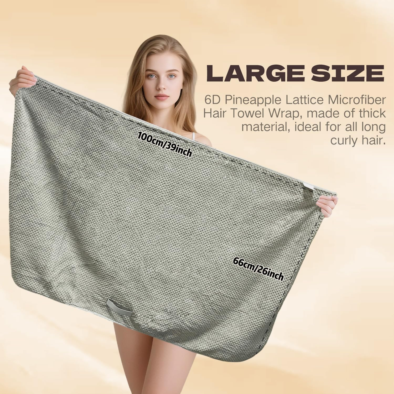 Hichiclife Extra Large Microfiber Hair Towel Wrap for Women - Super Absorbent & Quick Dry Hair Drying Towel - anti Frizz Ultra-Soft Hair Dryer Towels for Wet, Curly, Long & Thick Hair image number 2