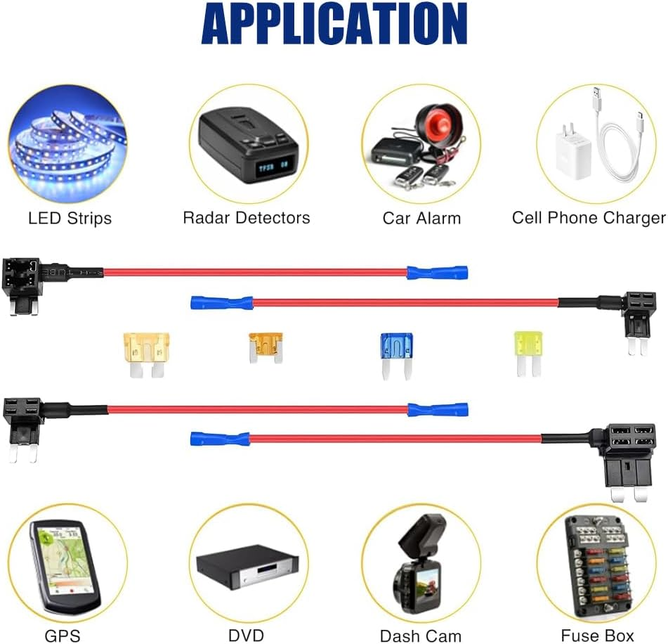 Geli 8 Pack 4 Types Fuse Tap Automotive 12V, Car Add-A-Circuit Fuse Taps Tandard Mini Micro2 and Low Profile Mini Fuse Holder for ATO ATC ATM APM Fuse Tap Kit for Cars Trucks Boats